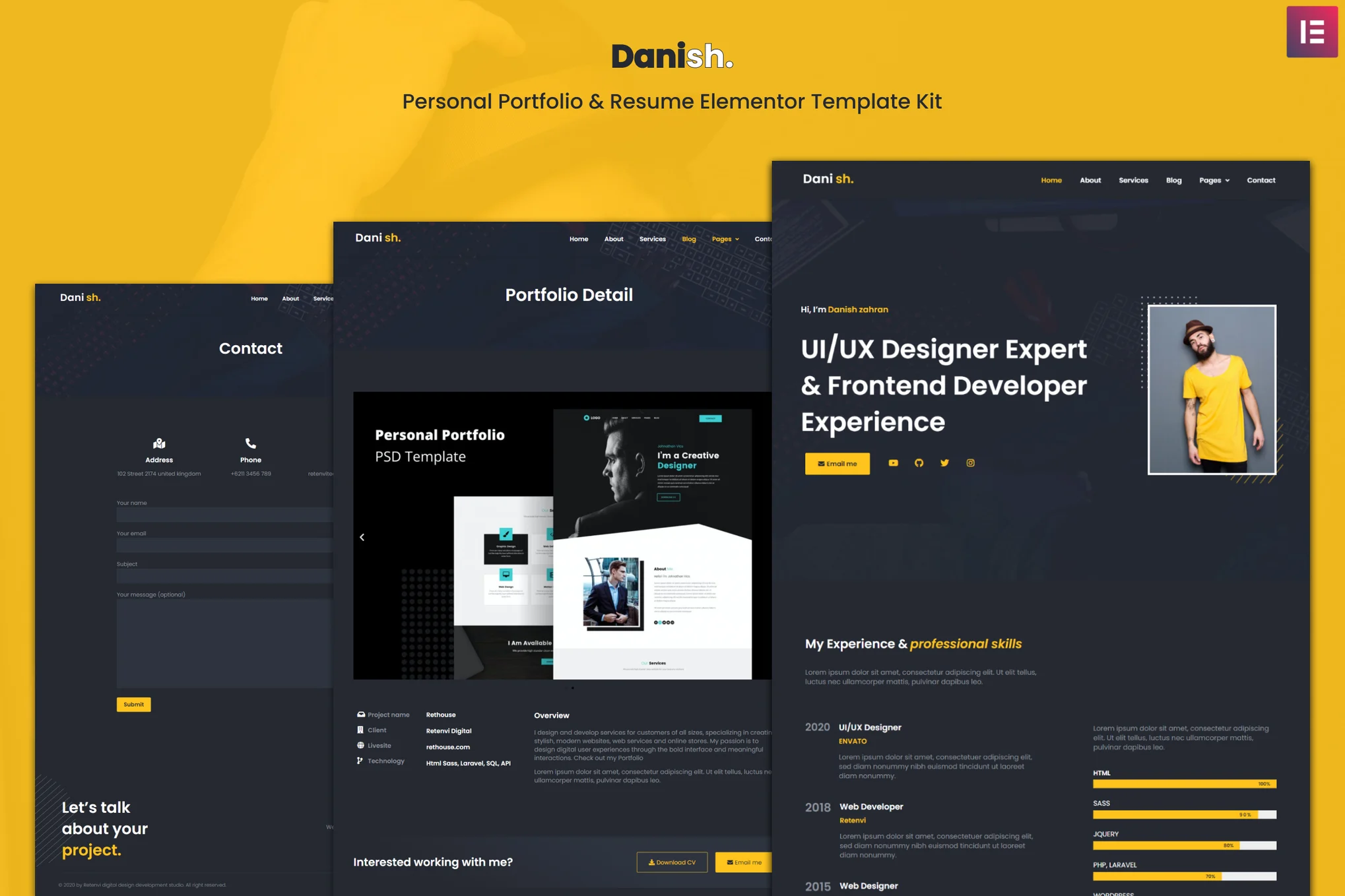 Danish – Personal Portfolio and Resume Elementor Template Kit