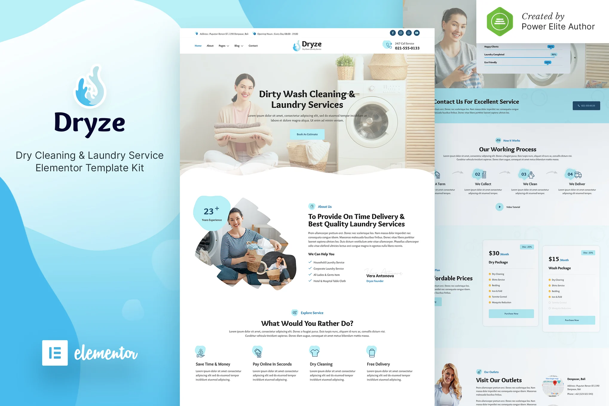 Dryze – Dry Cleaning and Laundry Service Elementor Template Kit
