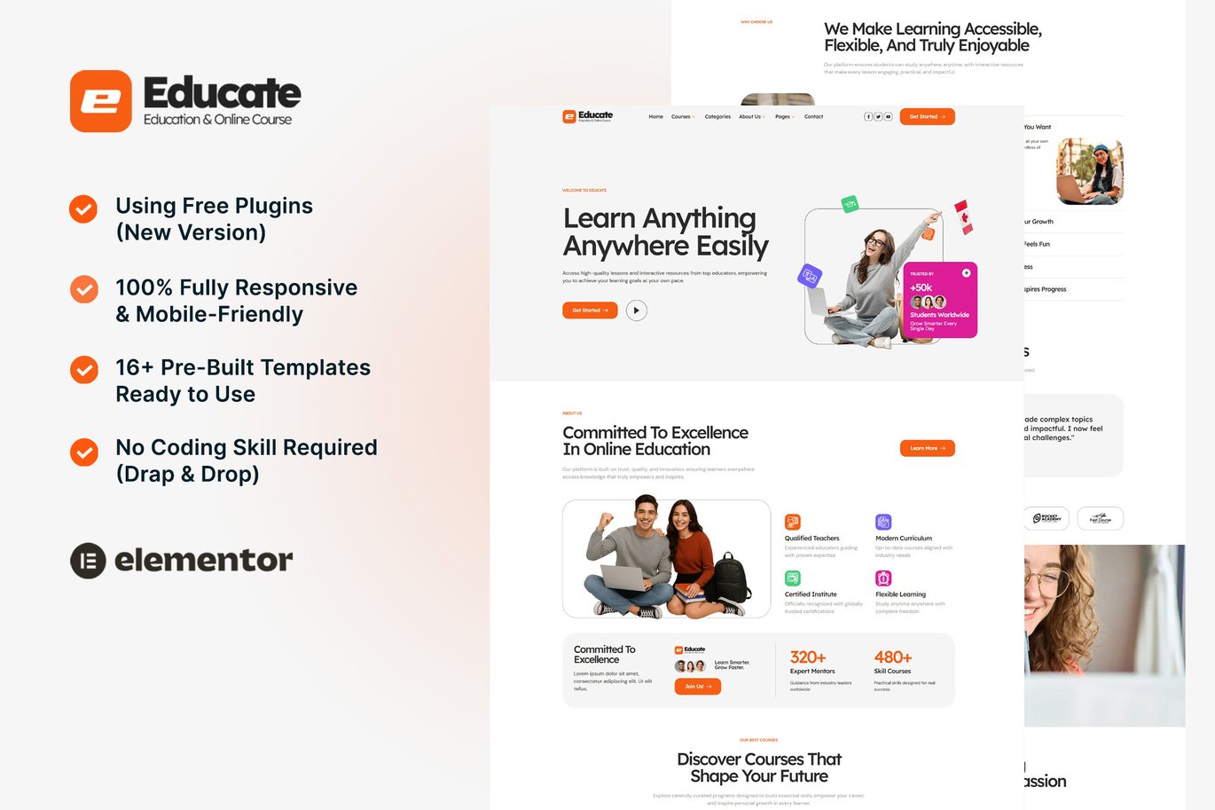 Educate – eLearning and Course Elementor Template Kit