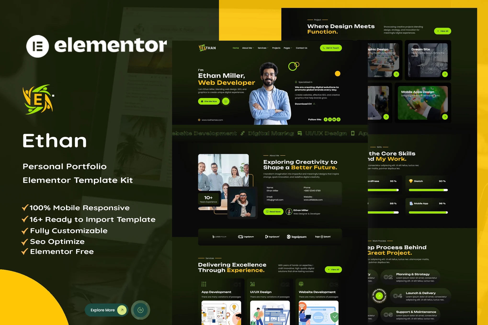 Ethan – Personal Portfolio Elementor Template Kit