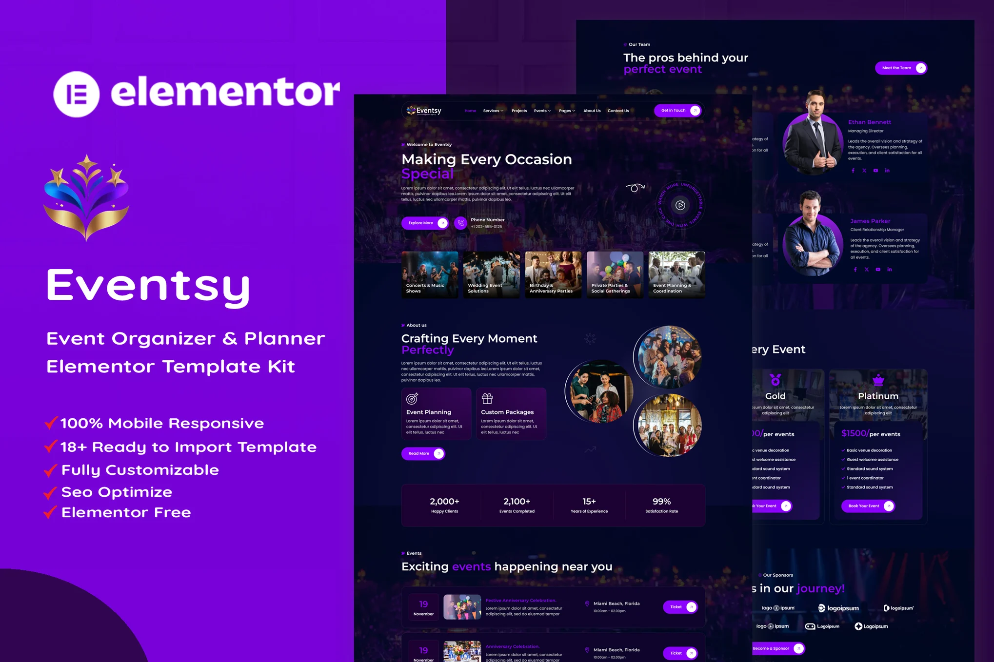 Eventsy – Event Organizer and Planner Elementor Template Kit