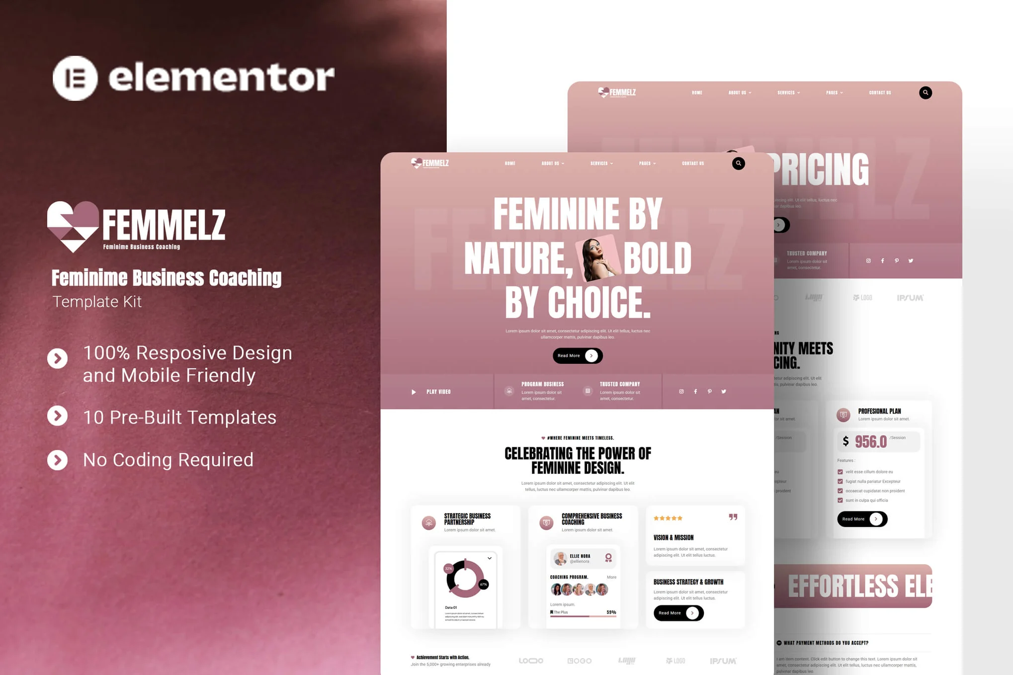 Femmelz – Feminime Business Coaching Elementor Template Kit