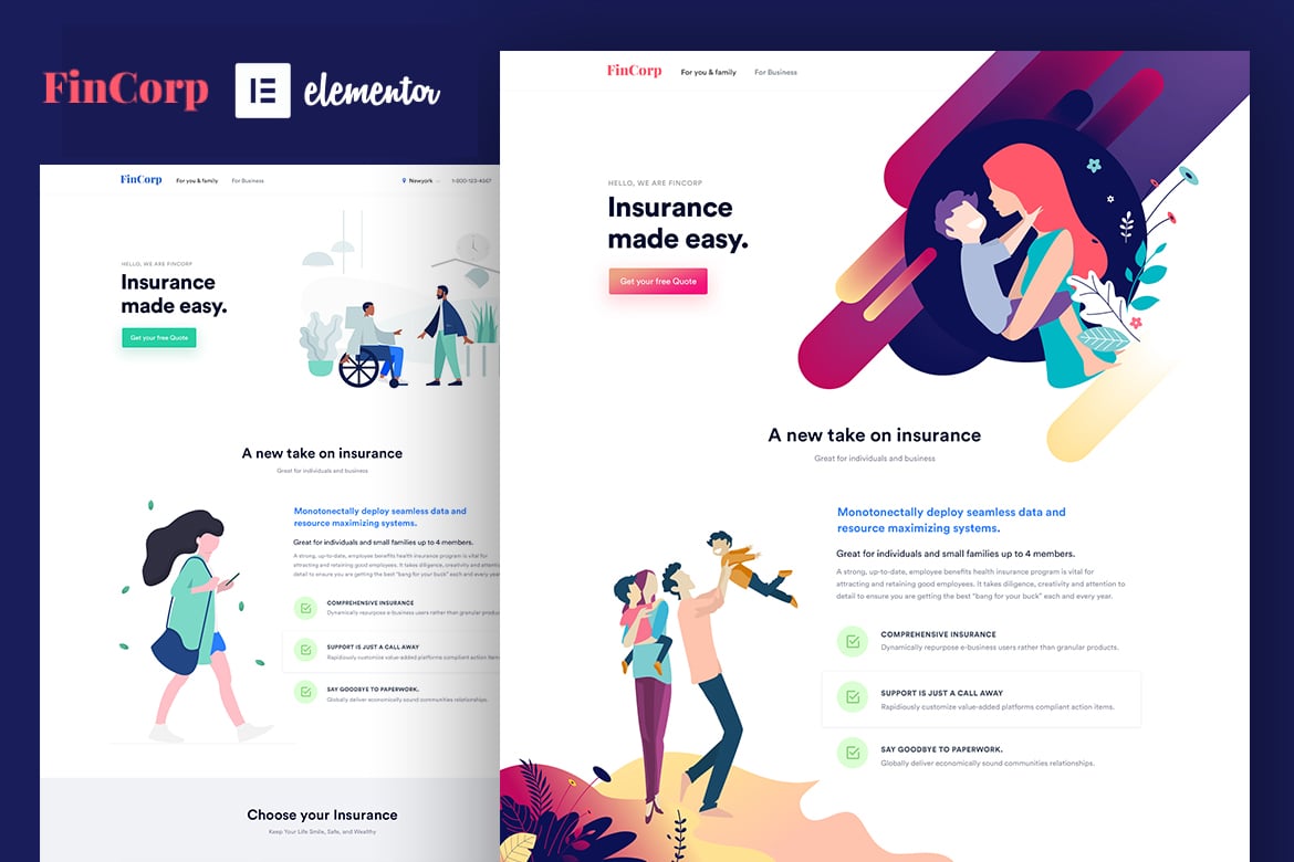FinCorp – Insurance and Marketing Elementor Template Kit