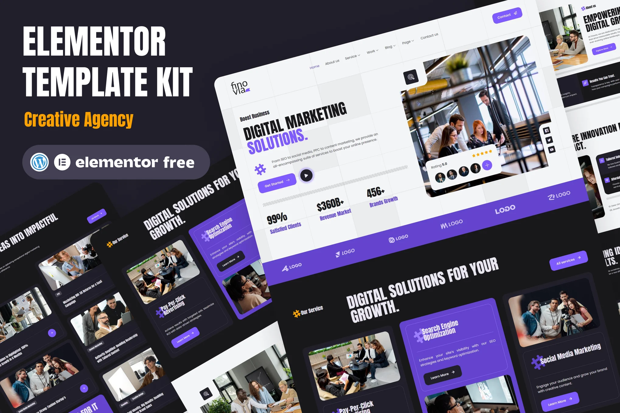 Finovia – Digital Marketing Agency Elementor Kit