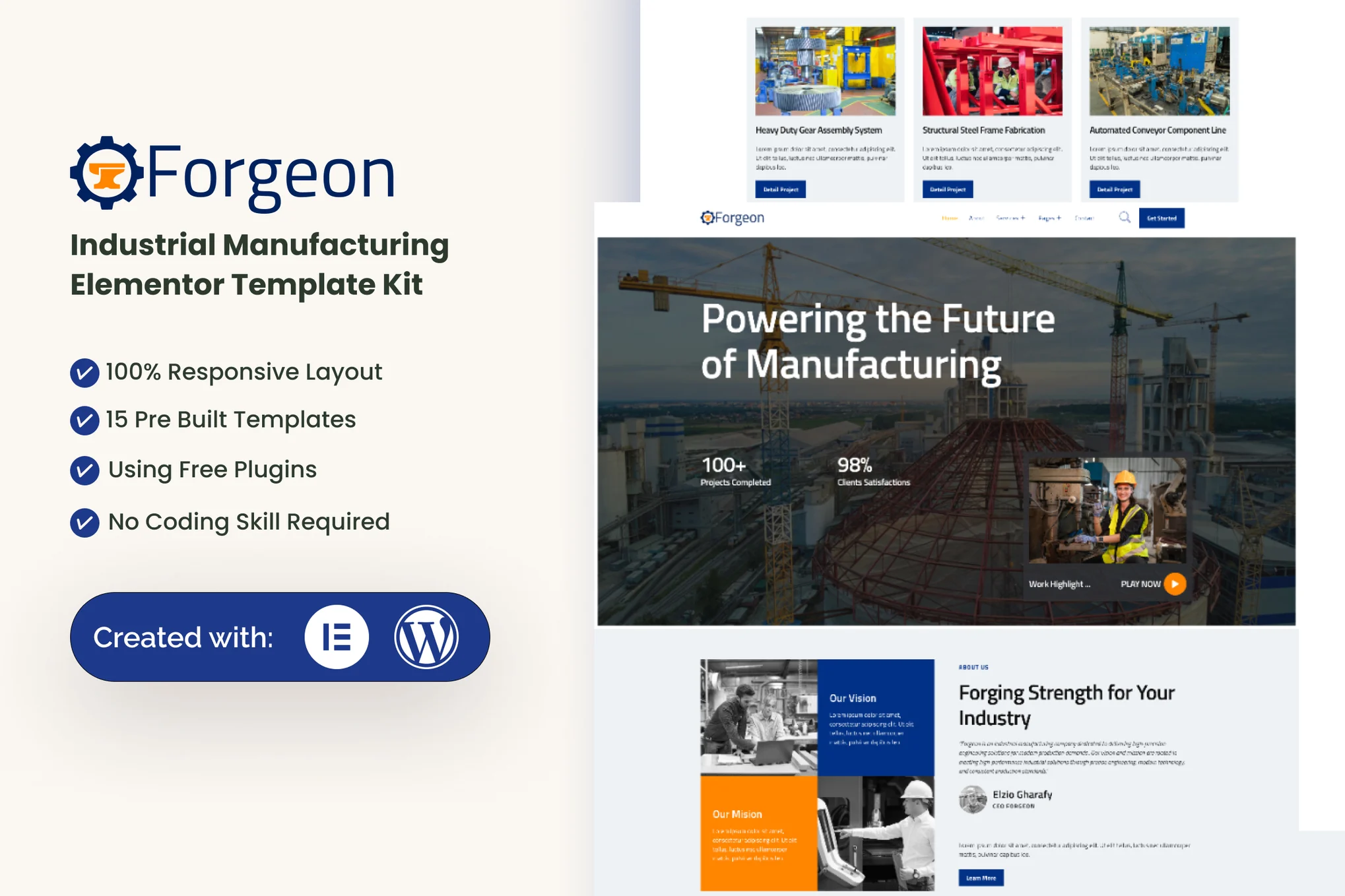Forgeon – Industrial and Manufacturing Elementor Template Kit
