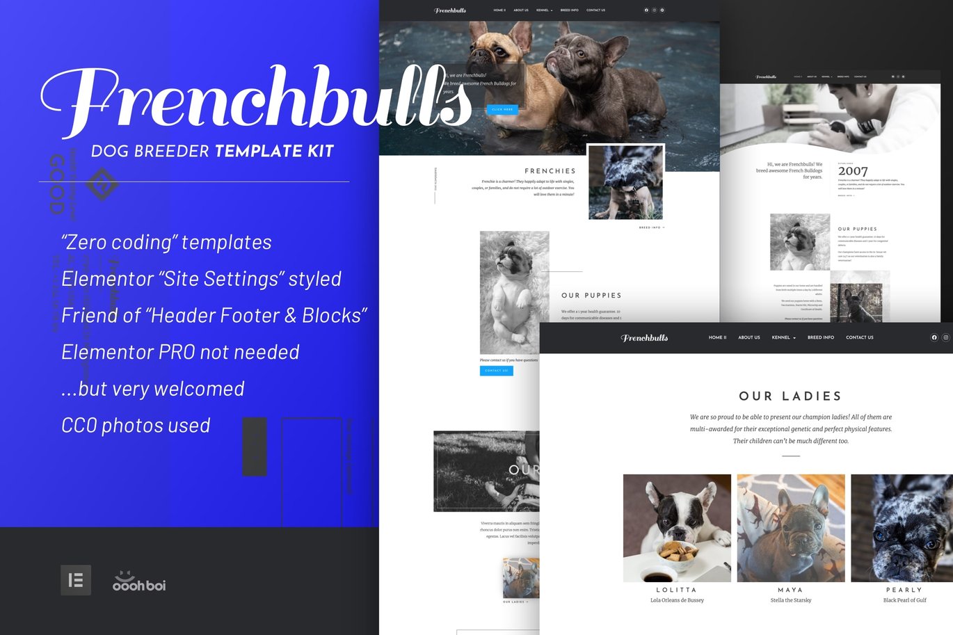 Frenchbulls – Dog Breeder Elementor Template Kit
