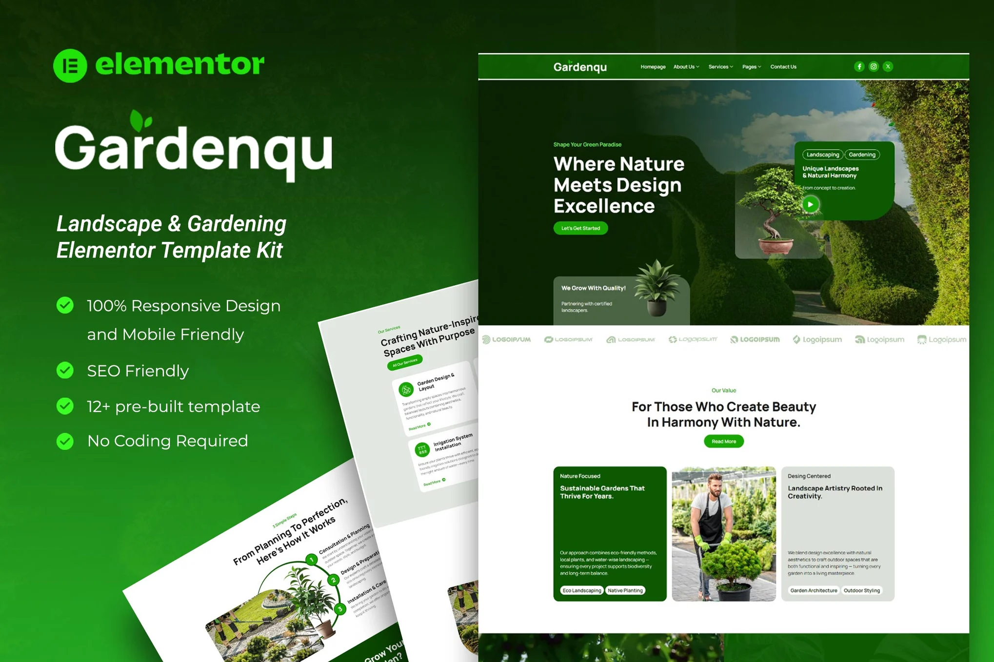 Gardenqu – Landscape and Gardening Elementor Template Kit