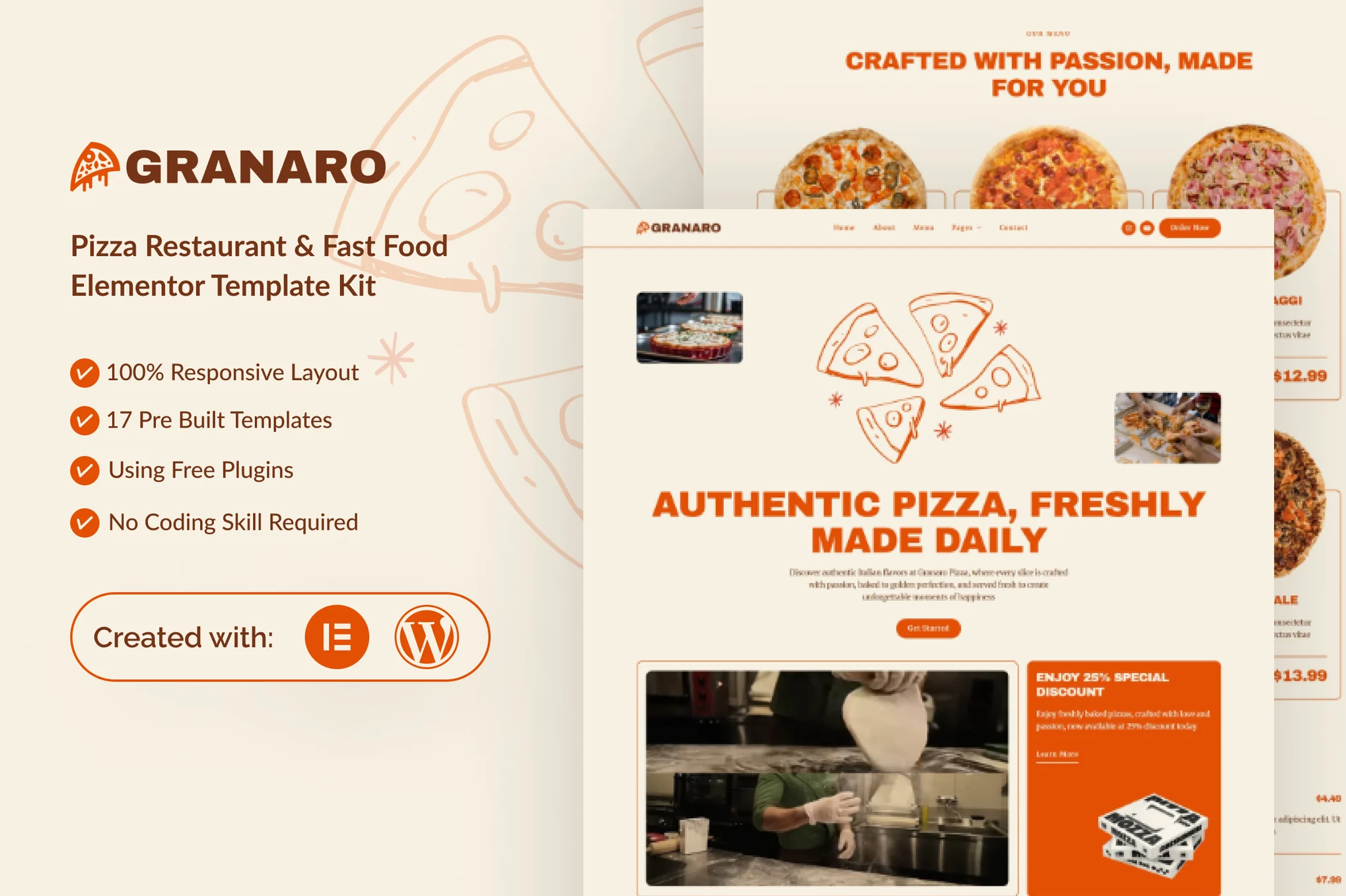 Granaro – Pizza Restaurant and Fast Food Elementor Template Kit