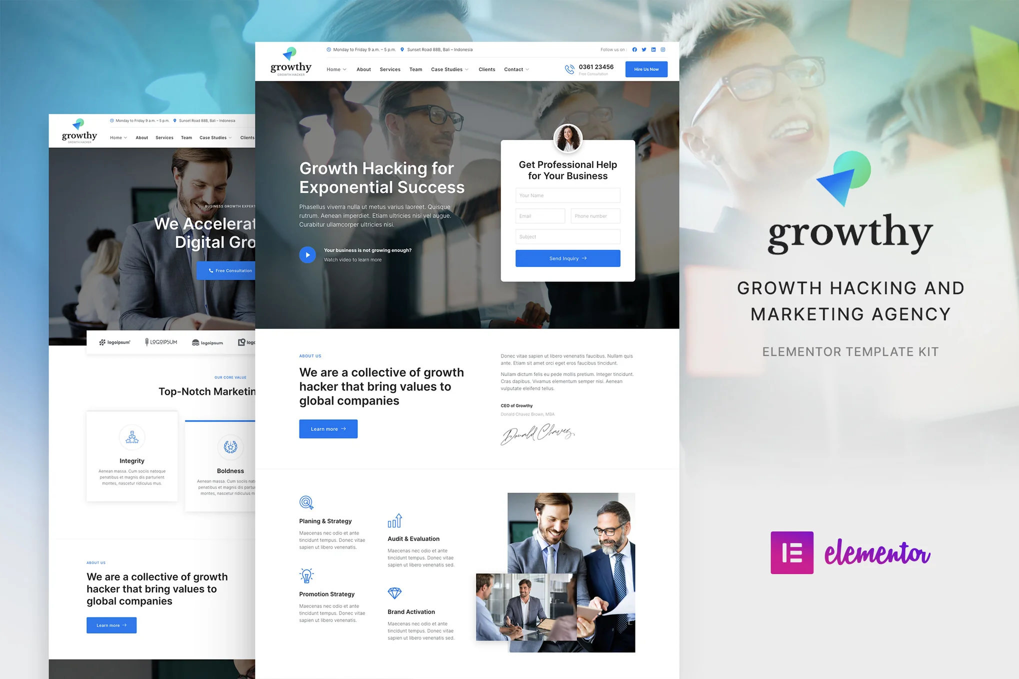 Growthy – Growth Hacking and Marketing Agency Elementor Template Kit