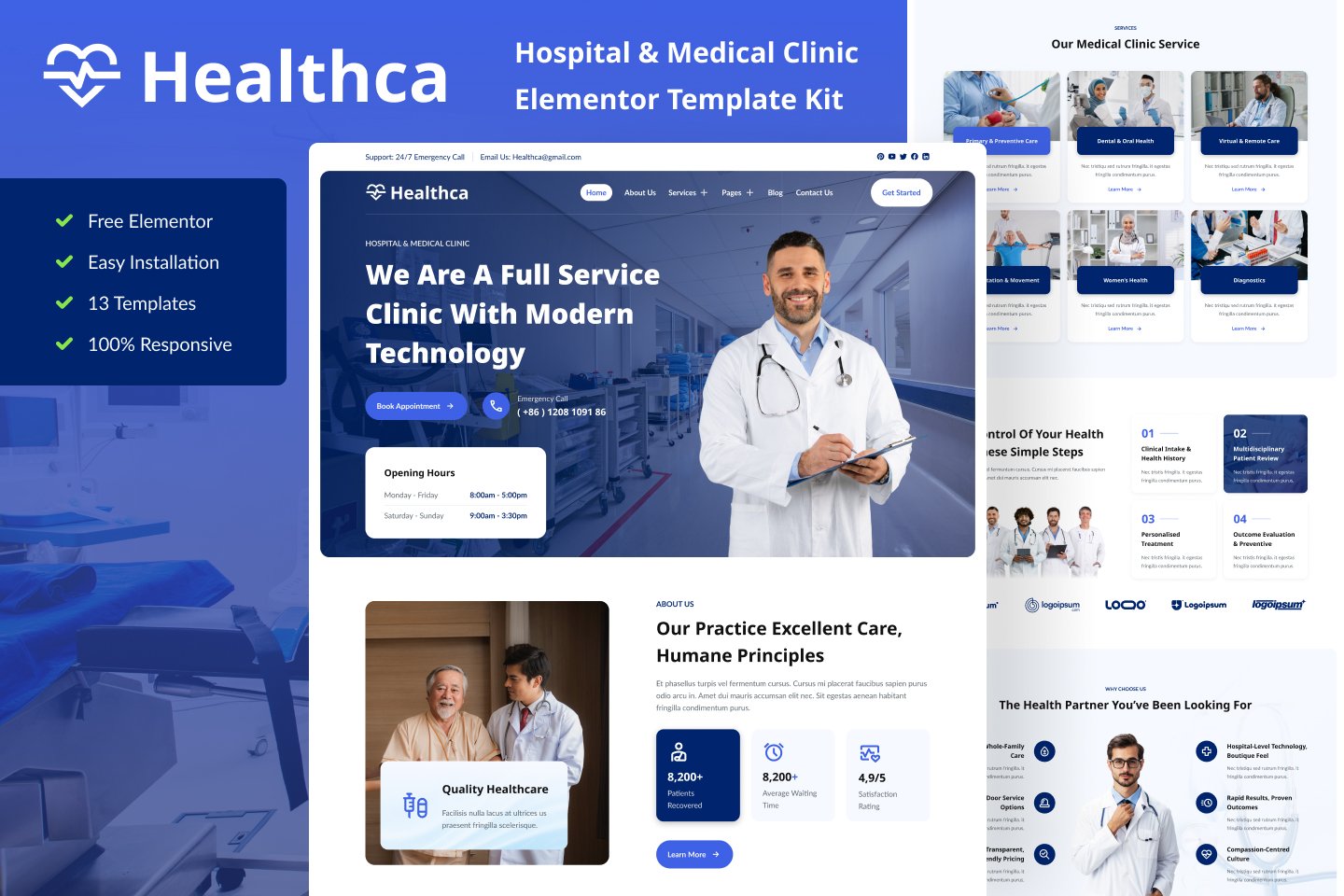 Healthca – Hospital and Medical Clinic Elementor Template Kit