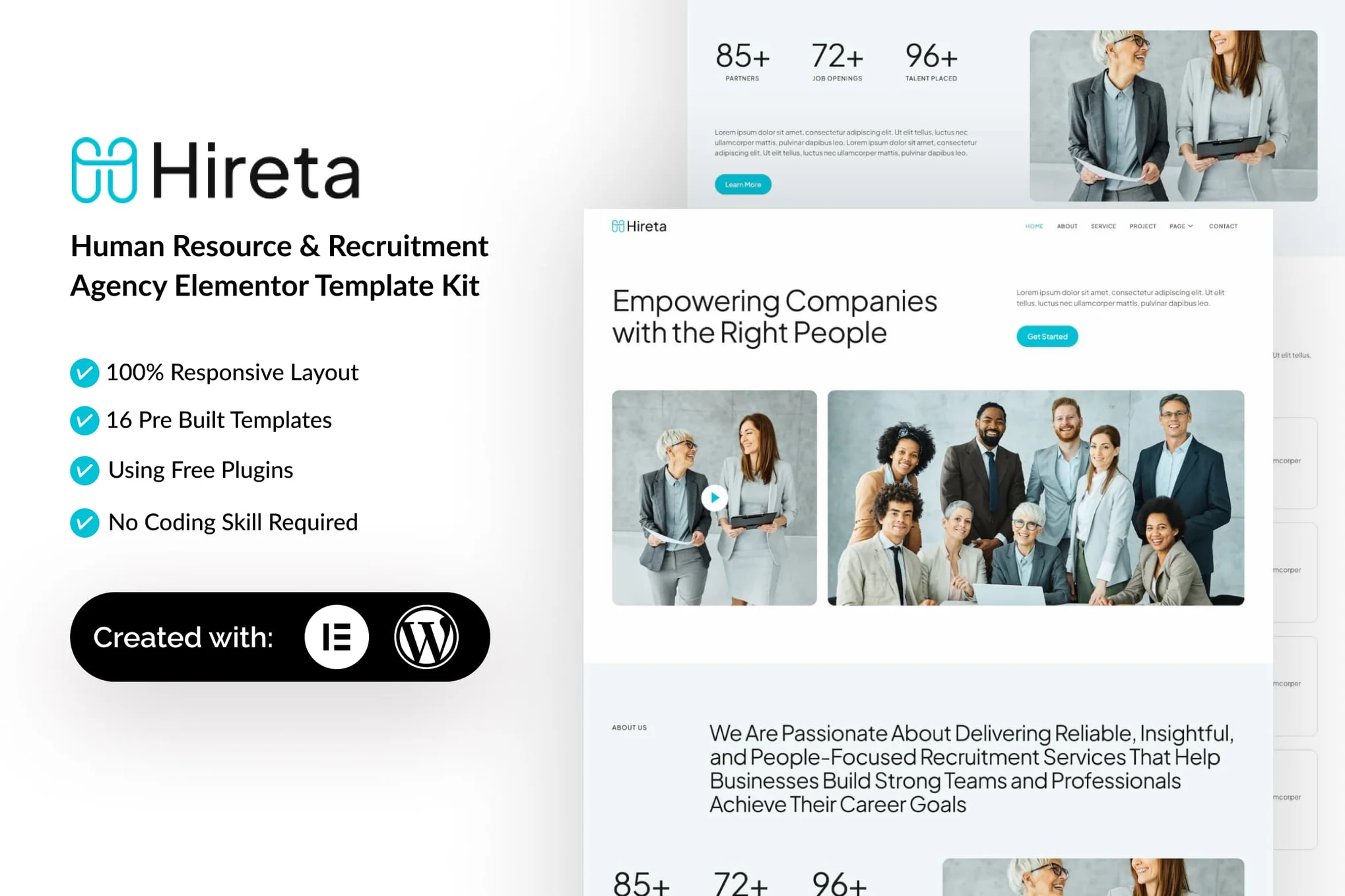 Hireta – Human Resource and Recruitment Agency Elementor Template Kit