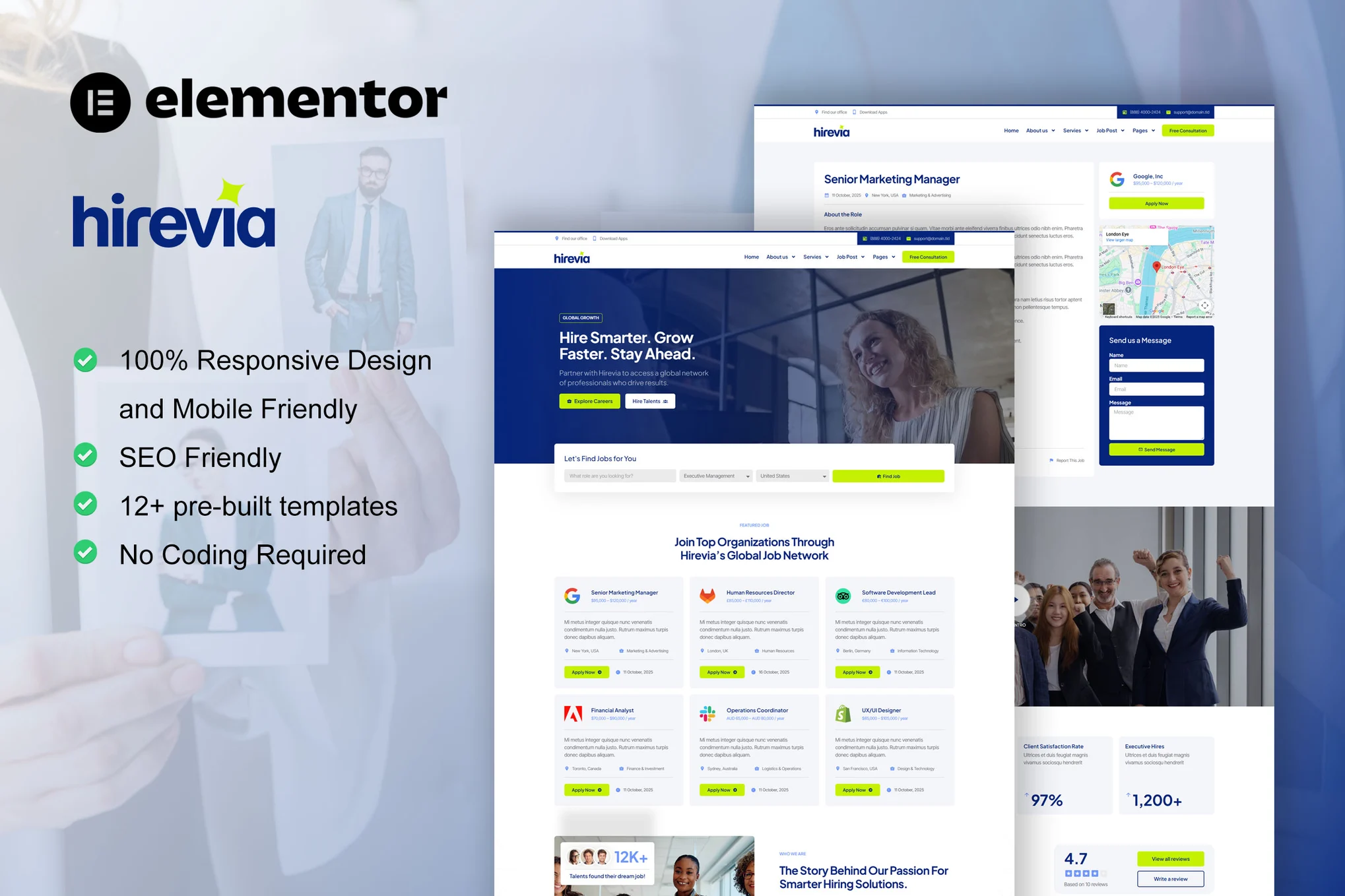 Hirevia – Human Resource and Recruitment Elementor Template Kit