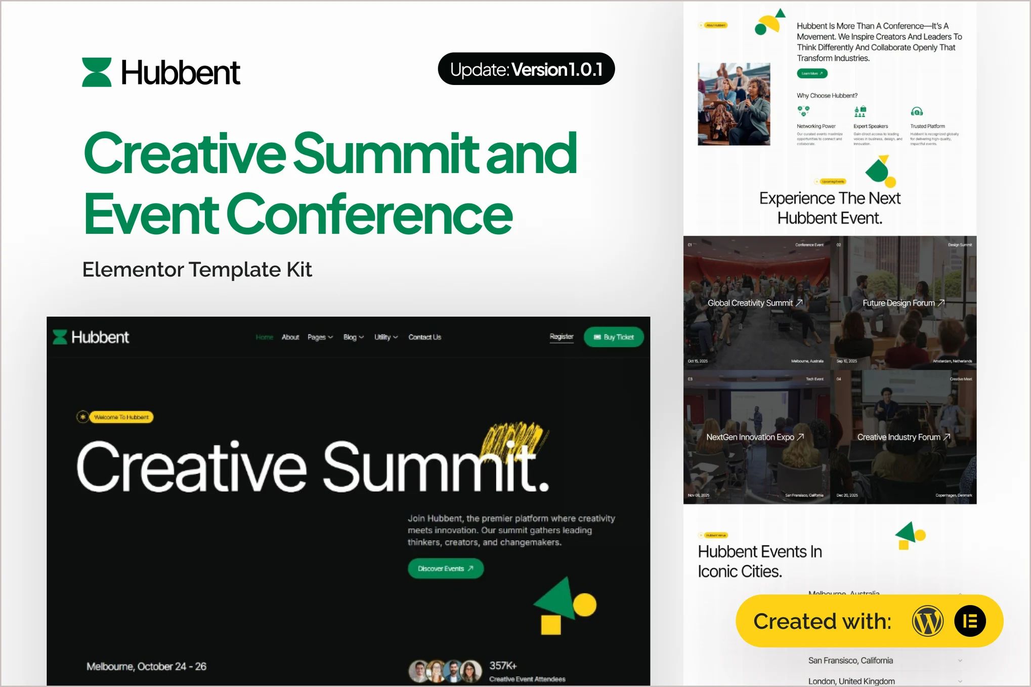 Hubbent – Creative Summit and Event Conference Elementor Template Kit