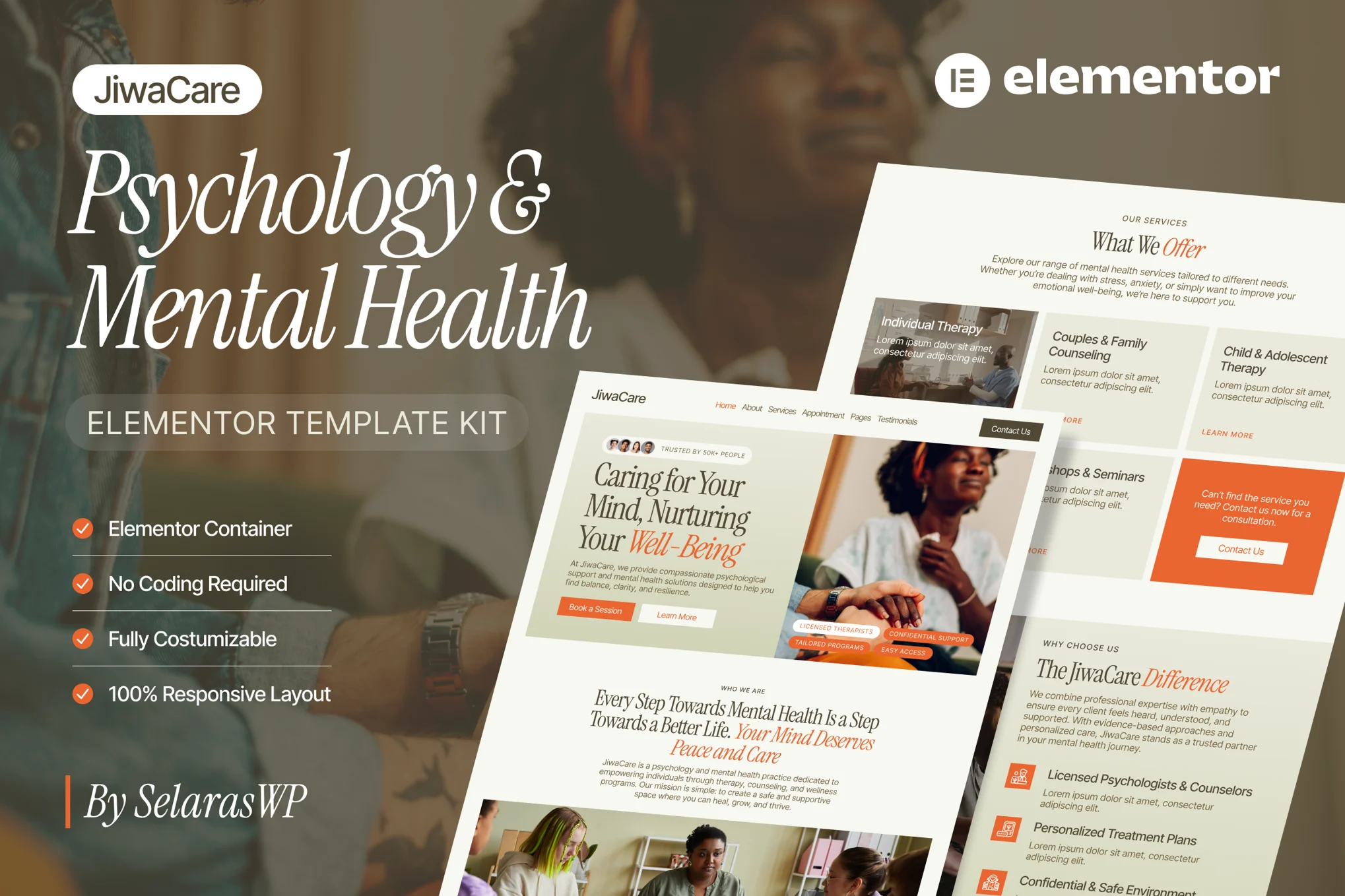 JiwaCare – Psychology and Mental Health Elementor Template Kit