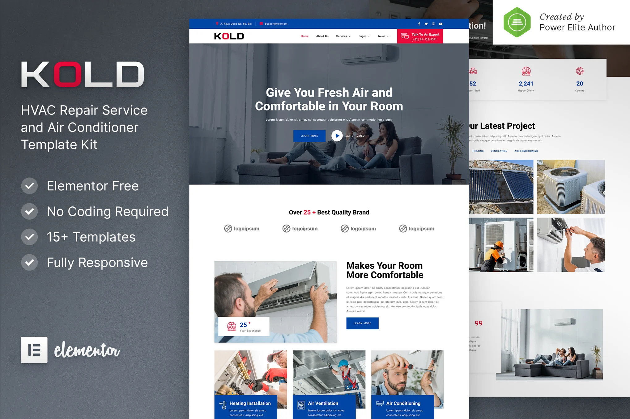 Kold – Air Conditioner and HVAC Repair Service Elementor Template Kit
