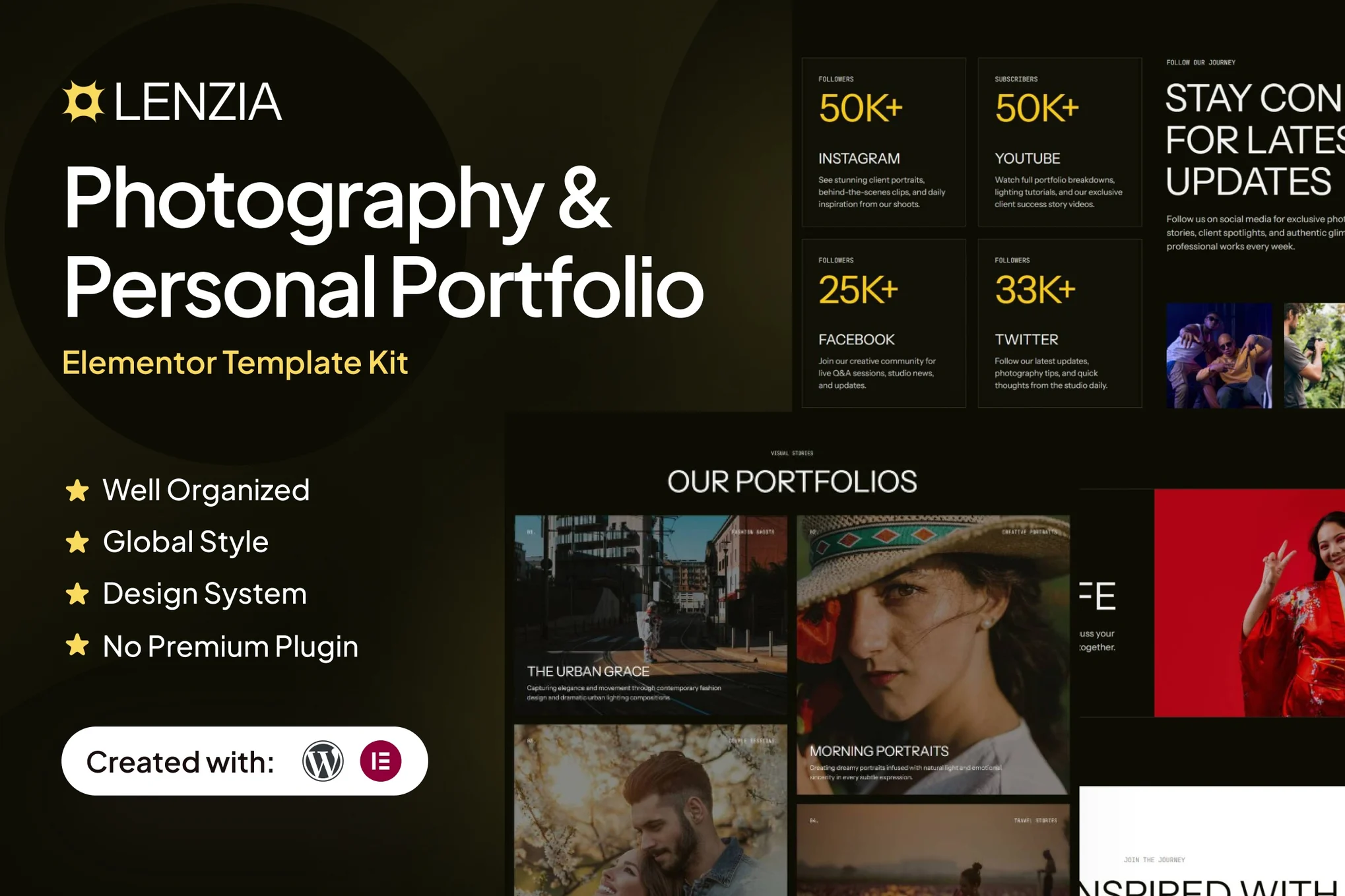 Lenzia – Photography and Personal Portfolio Elementor Template Kit