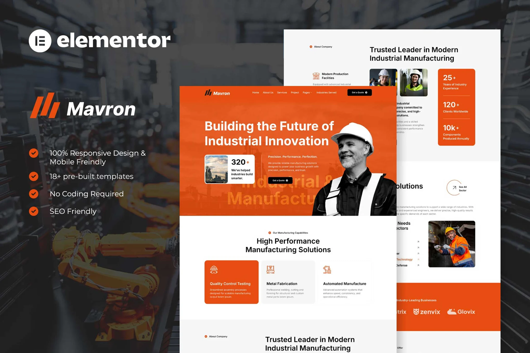 Mavron – Industrial and Manufacturing Elementor Template Kit