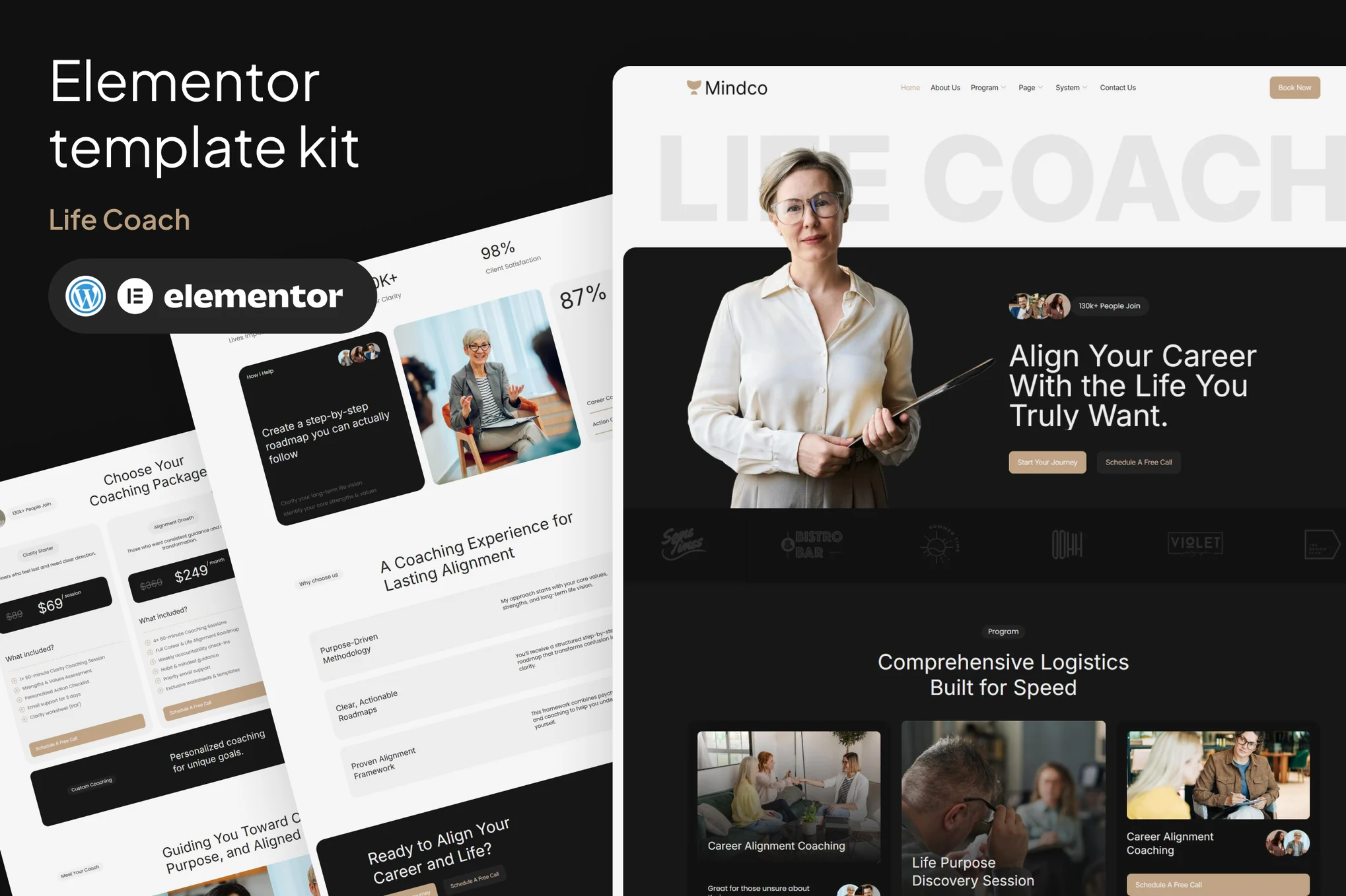 Mindco – Life Coach and Counseling Elementor Template Kit