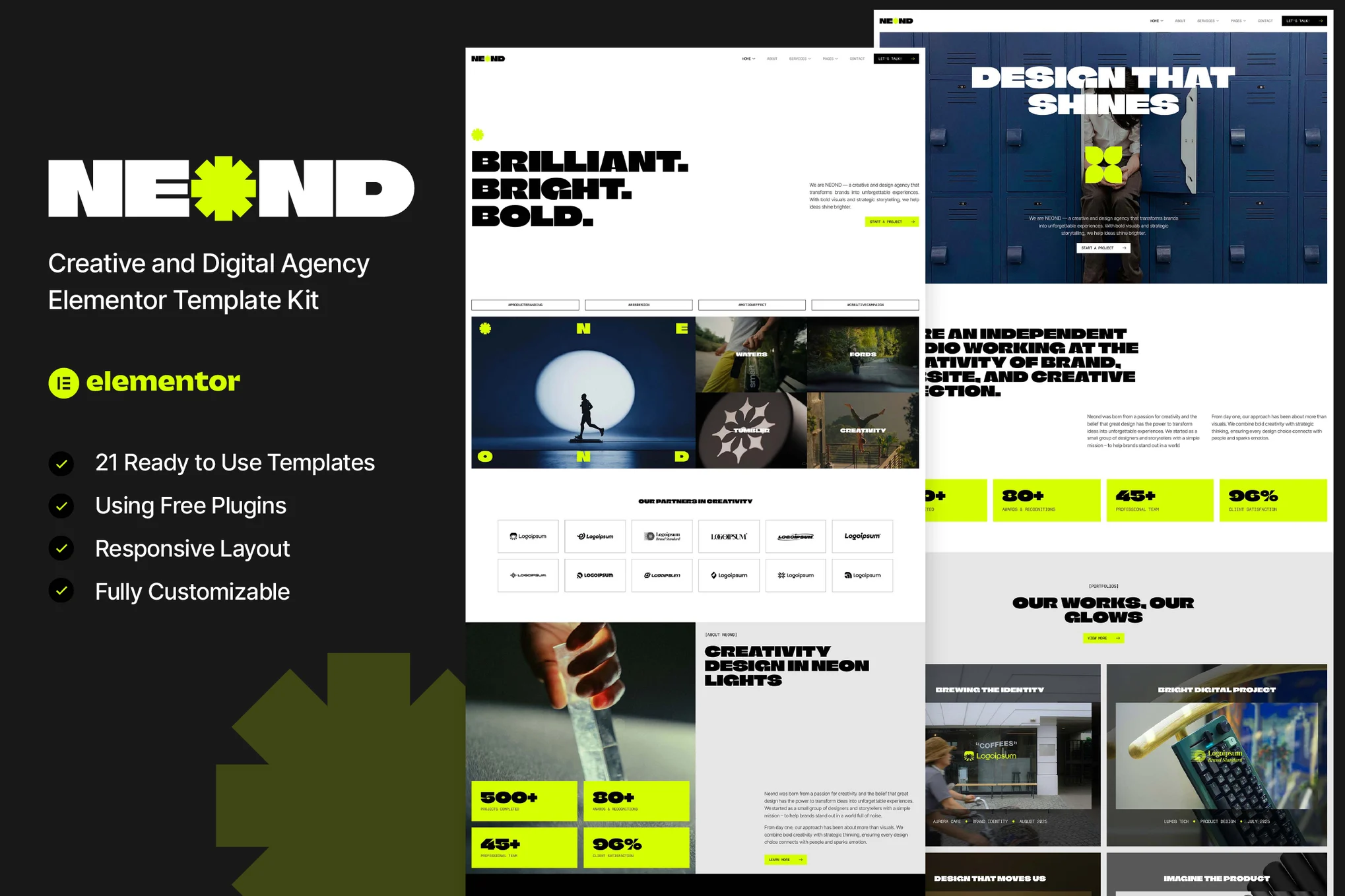 Neond – Creative and Digital Agency Elementor Template Kit