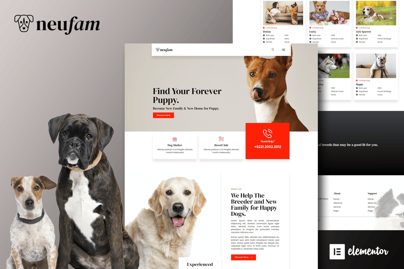 NeuFam – Dog Breeder and Kennel Club Elementor Template Kit