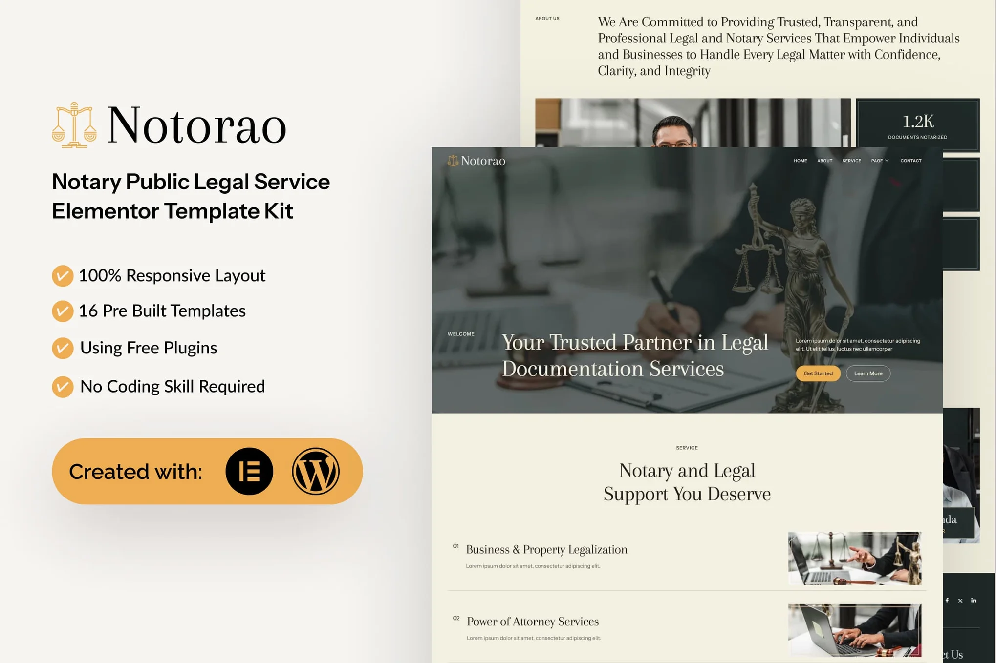 Notorao – Notary Public Legal Service Elementor Template Kit