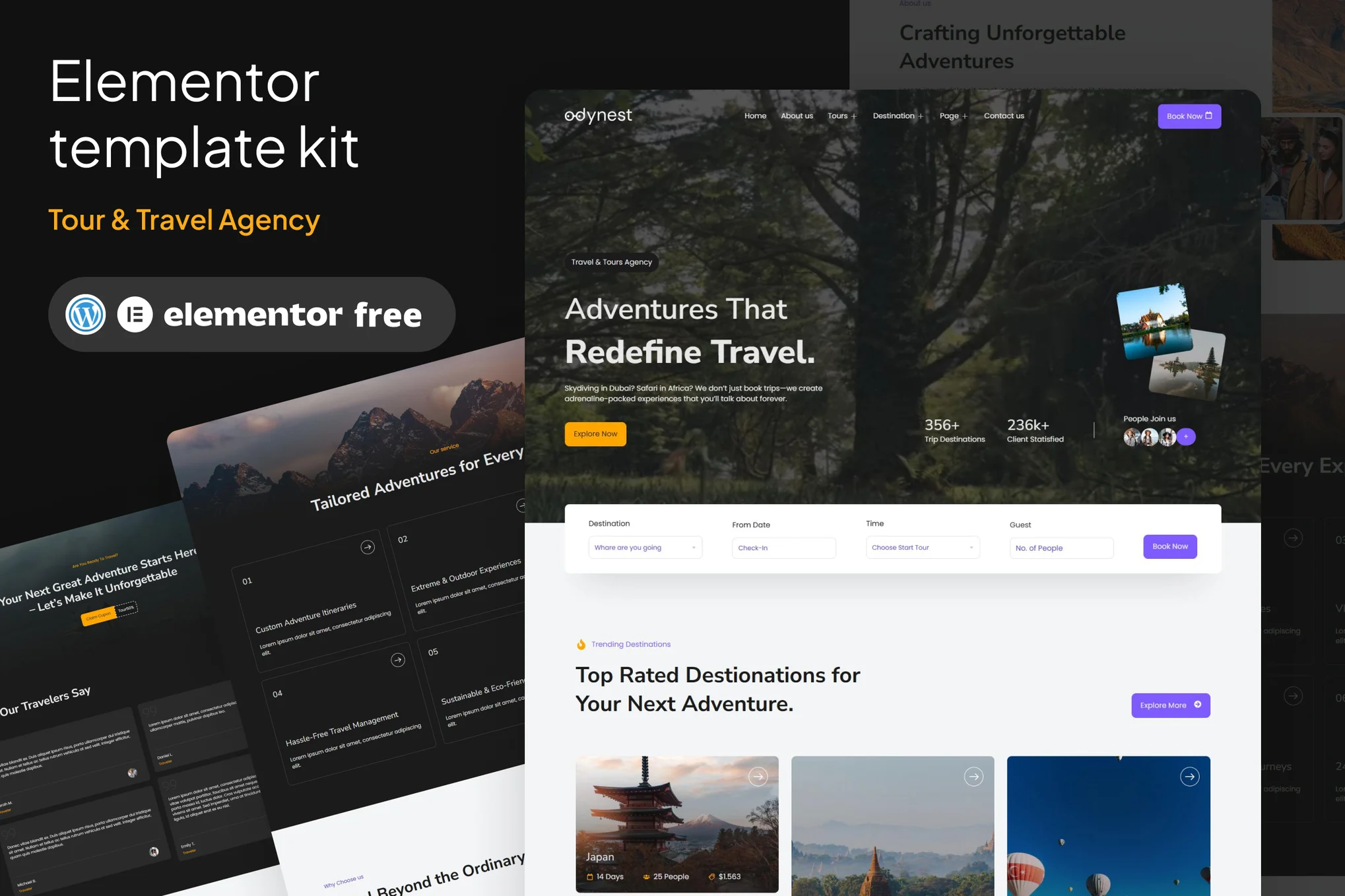 Odynest – Travel and Tour Agency Elementor Template Kit