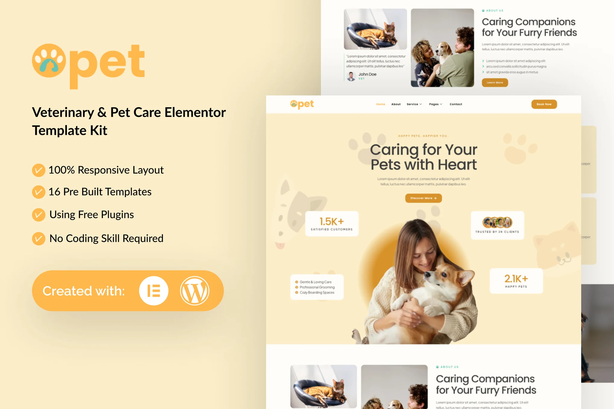 Opet – Veterinary and Pet Care Elementor Template Kit