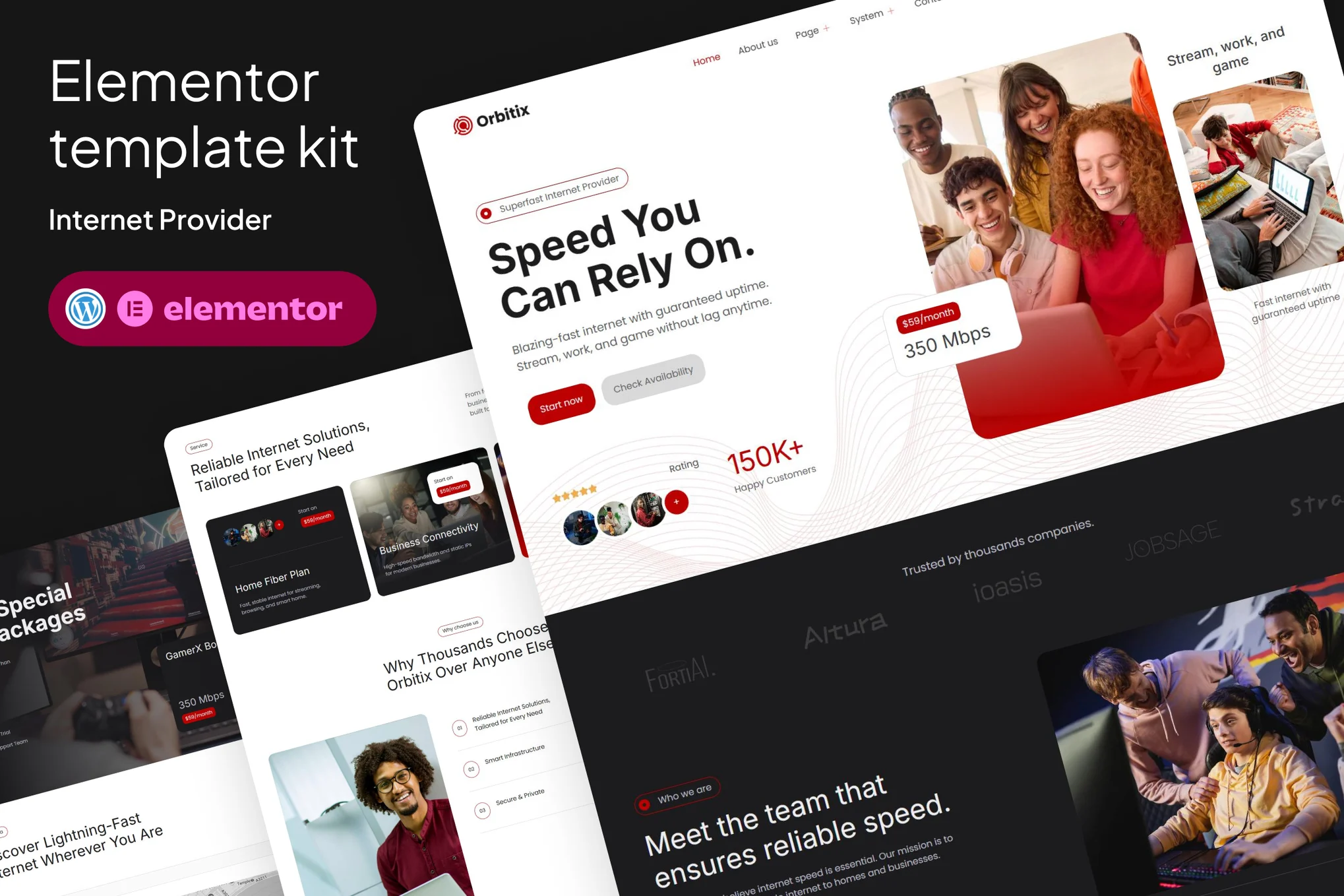 Orbitix – Broadband and Internet Provider Elementor Template Kit