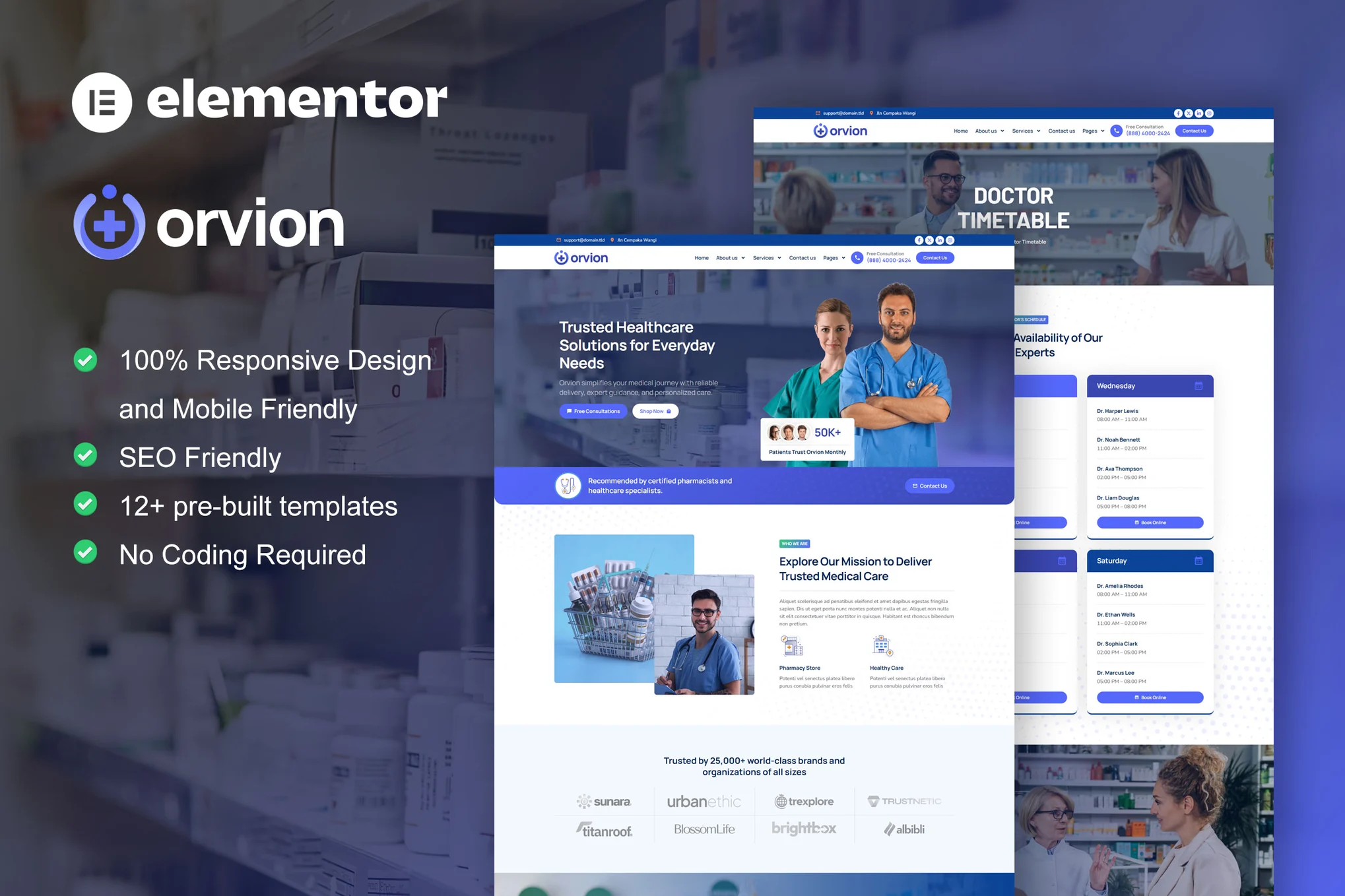 Orvion – Pharmacy and Medical Service Elementor Pro Template Kit