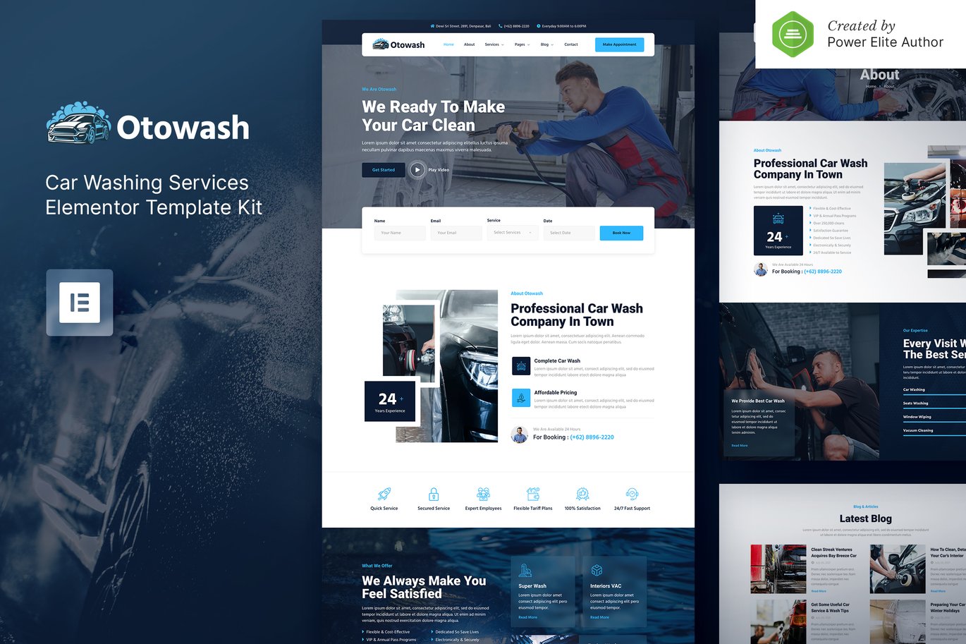 Otowash – Car Washing and Cleaning Services Elementor Template Kit