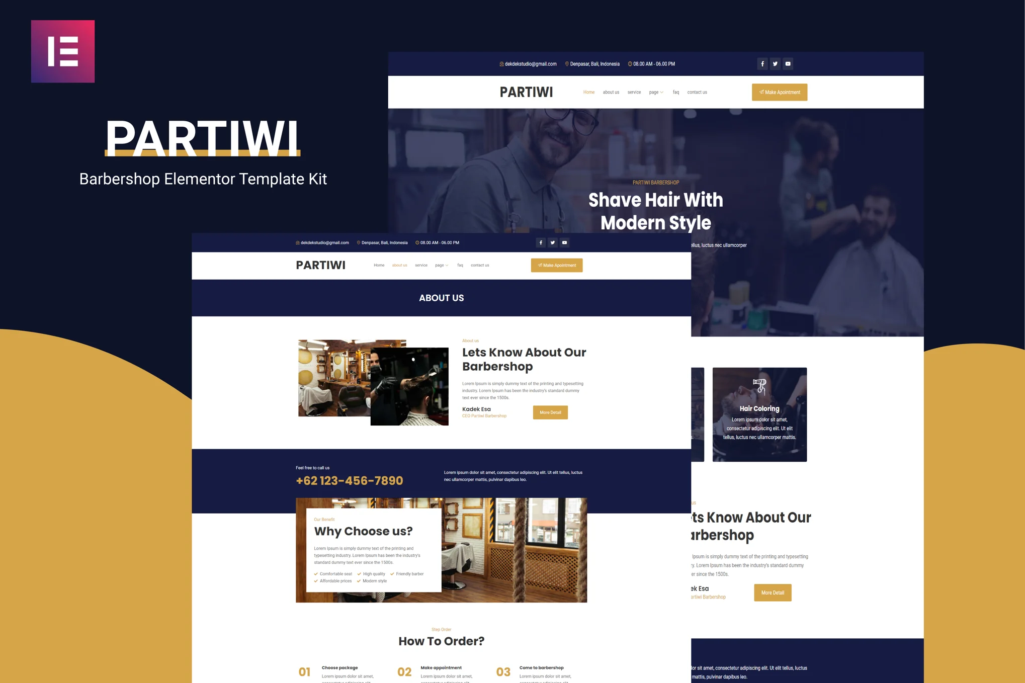 Partiwi – Barbershop Elementor Template Kit