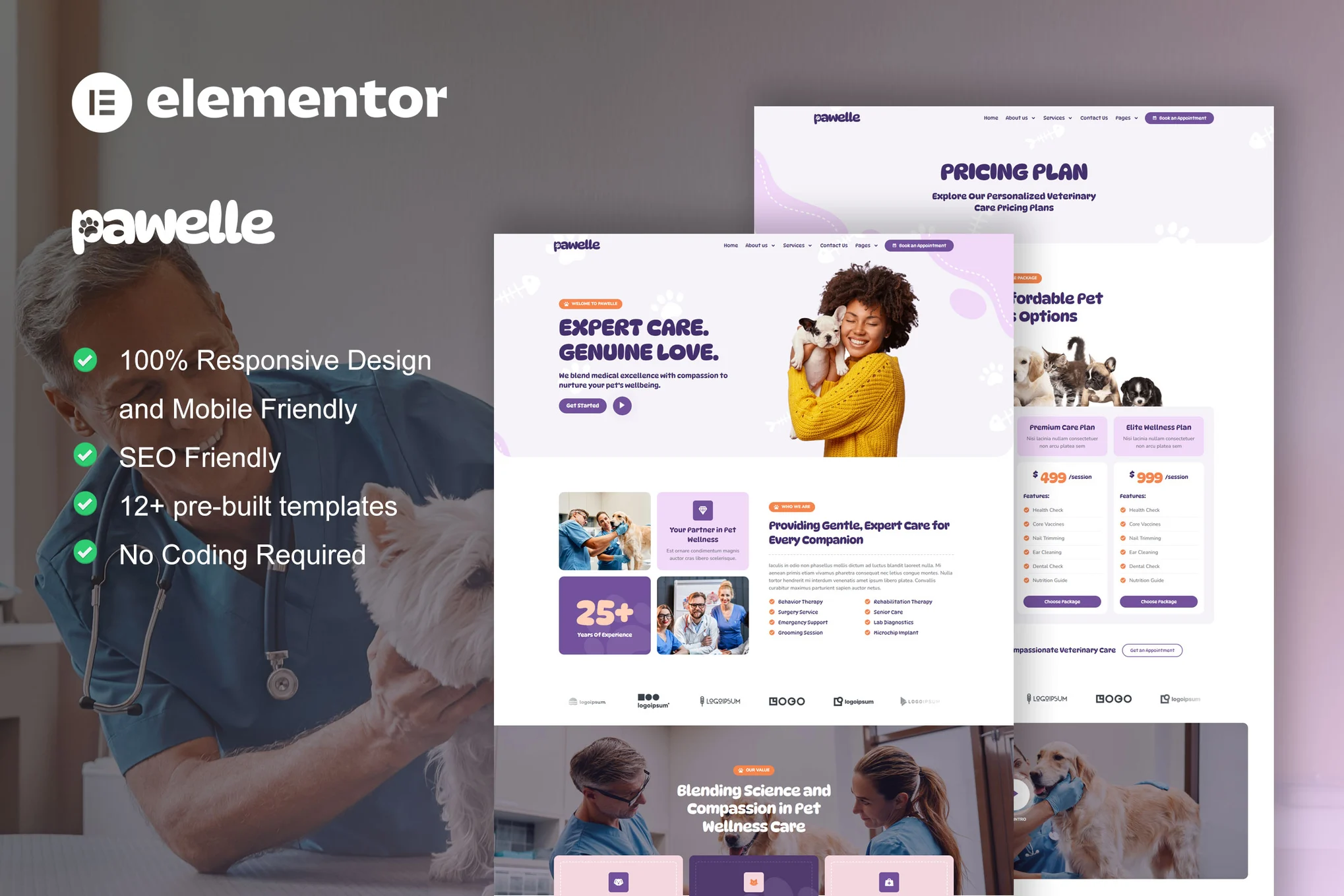 Pawelle – Veterinary and Pet Care Elementor Pro Template Kit