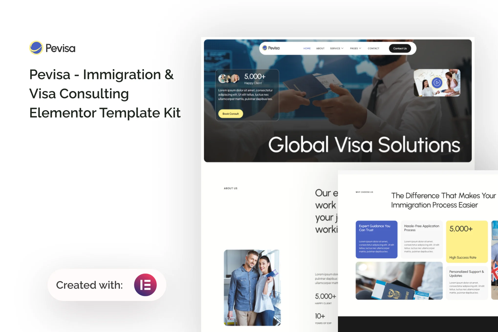 Pevisa – Immigration and Visa Consulting Elementor Template Kit