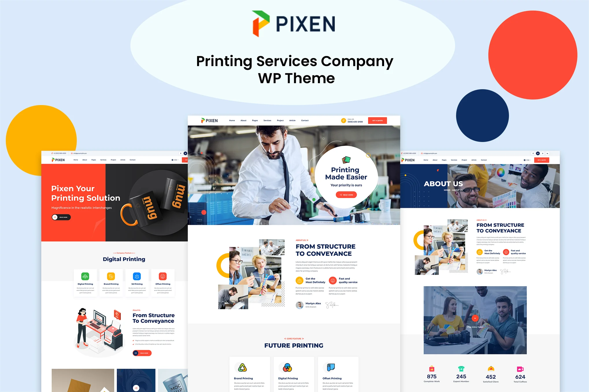 Pixeen – Printing Services Company WordPress Theme