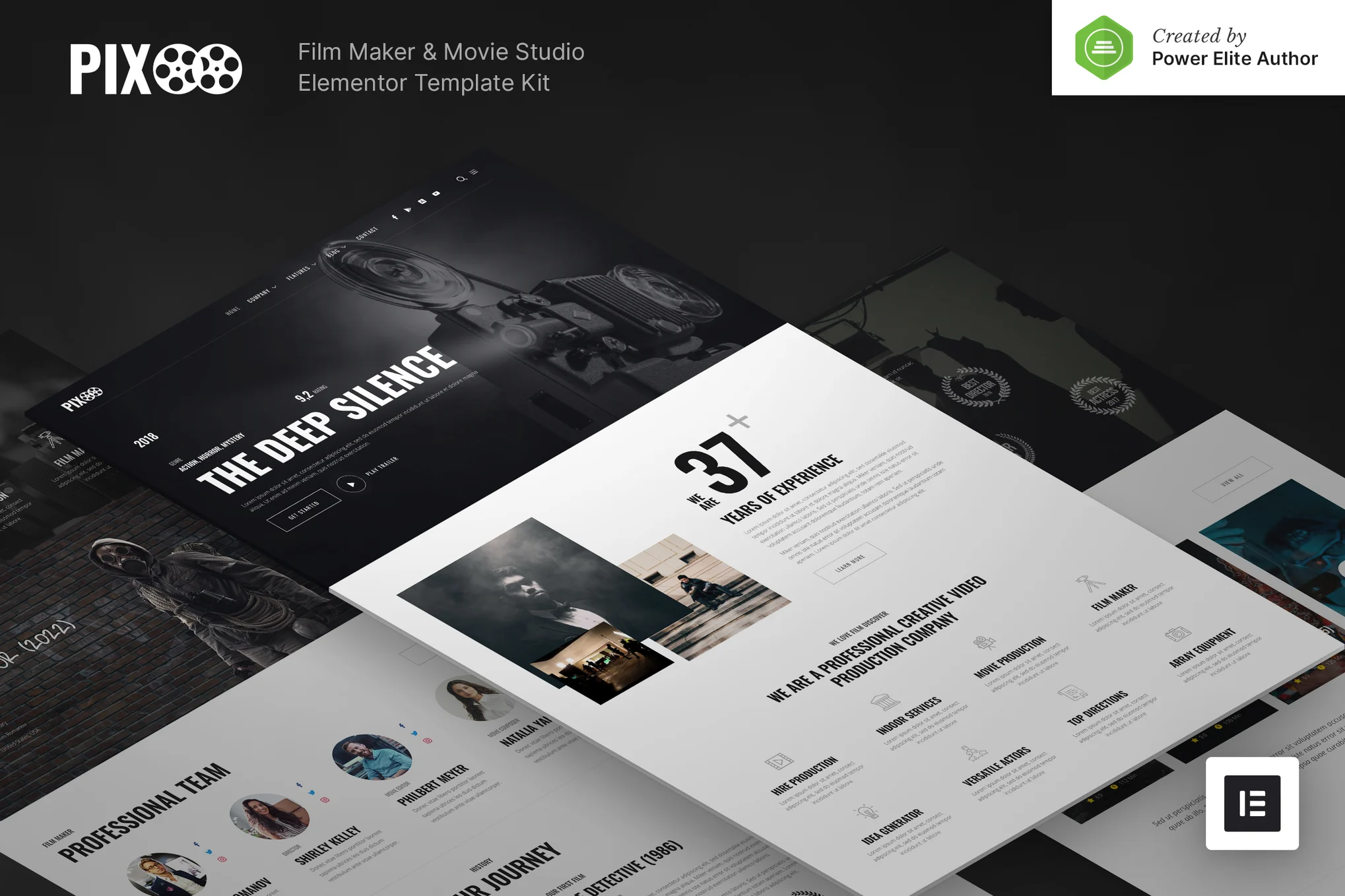 Pixoo – Film Maker and Movie Studio Elementor Template Kit