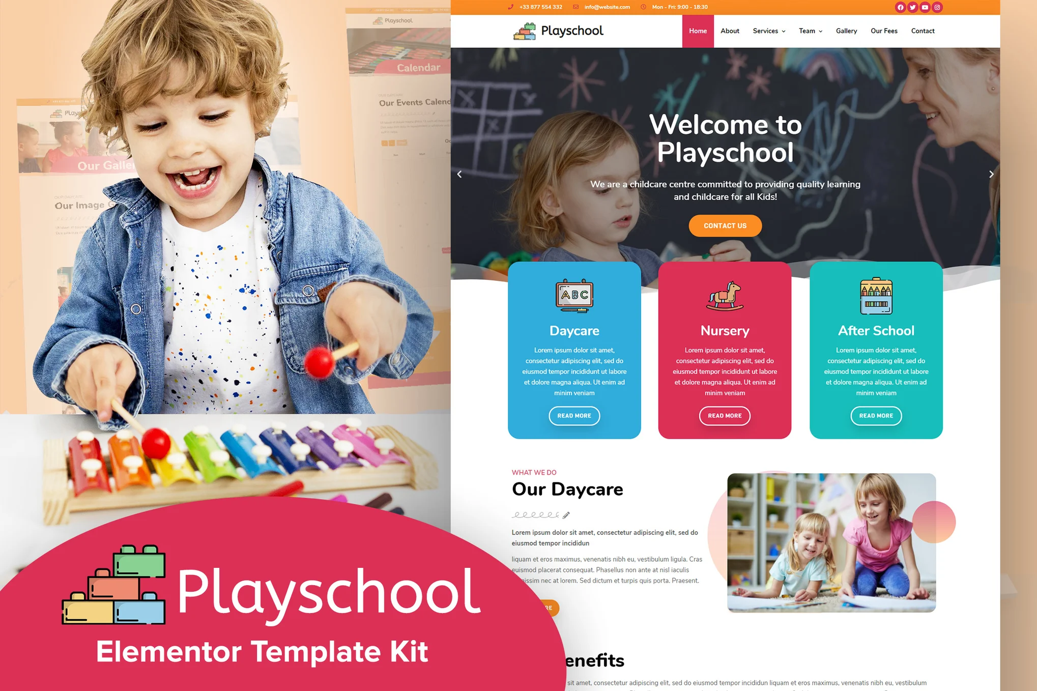 Playschool – Childcare and School Elementor Template Kit