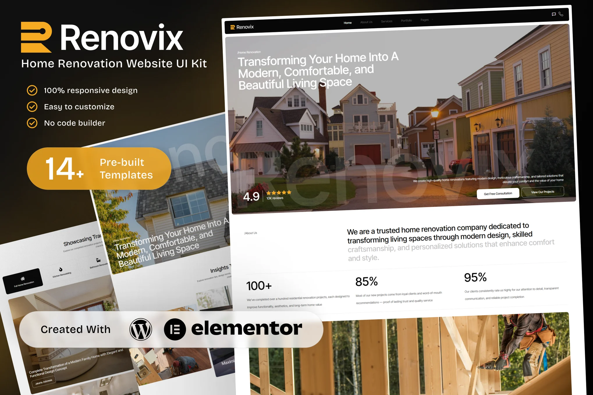 Renovix – Home Renovation Elementor Template Kit