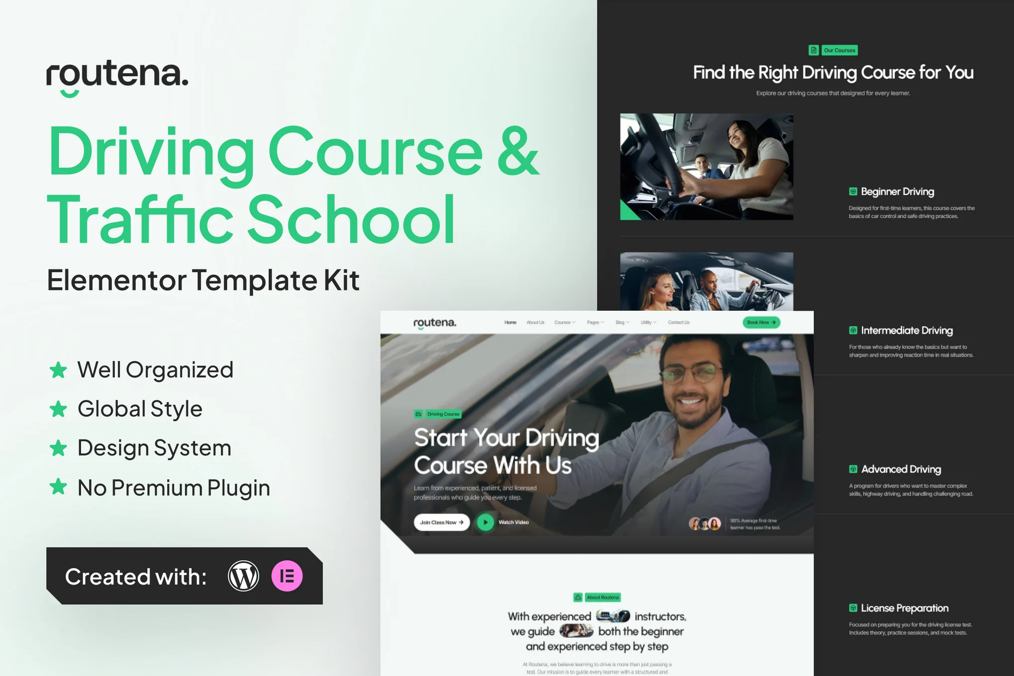 Routena – Driving Course and Traffic School Elementor Template Kit