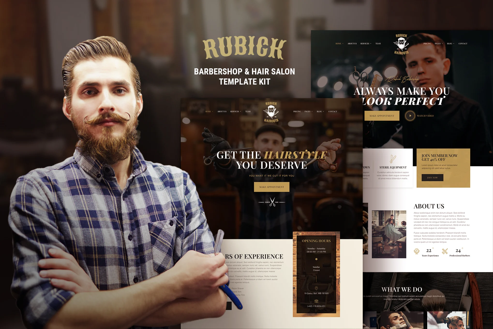 Rubick – Barbershop and Hair Salon Elementor Template Kit