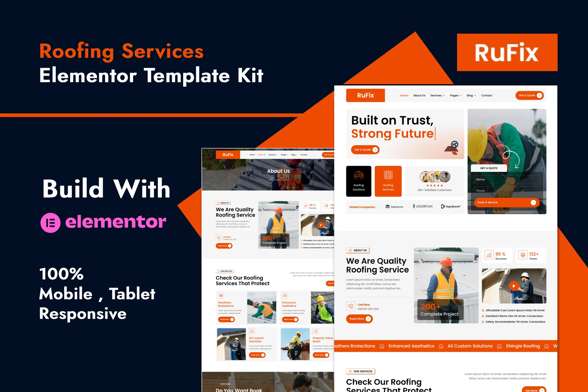 Rufix – Roofing Services Elementor Template Kit