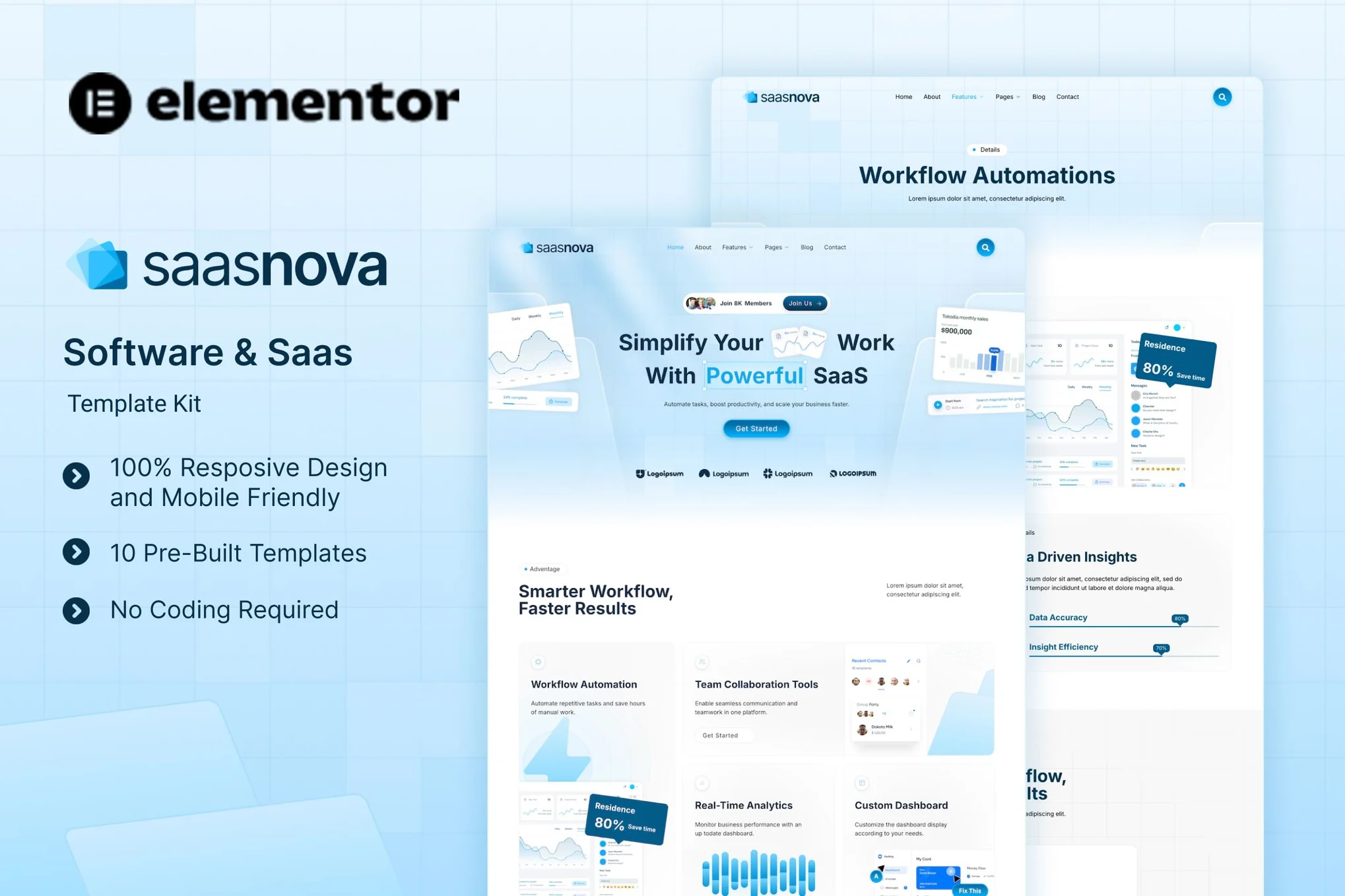 SaaSNova – Software and Saas Elementor Template Kit
