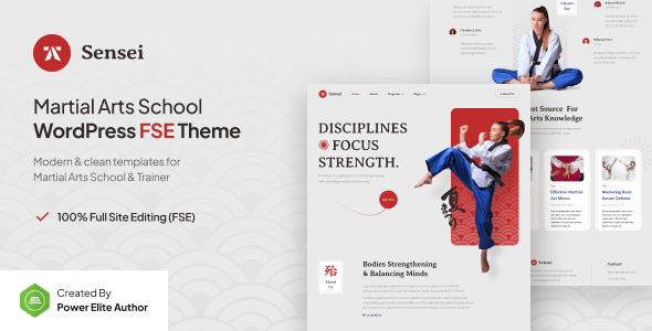 Sensei – Martial Arts Club and Trainer FSE WordPress Theme