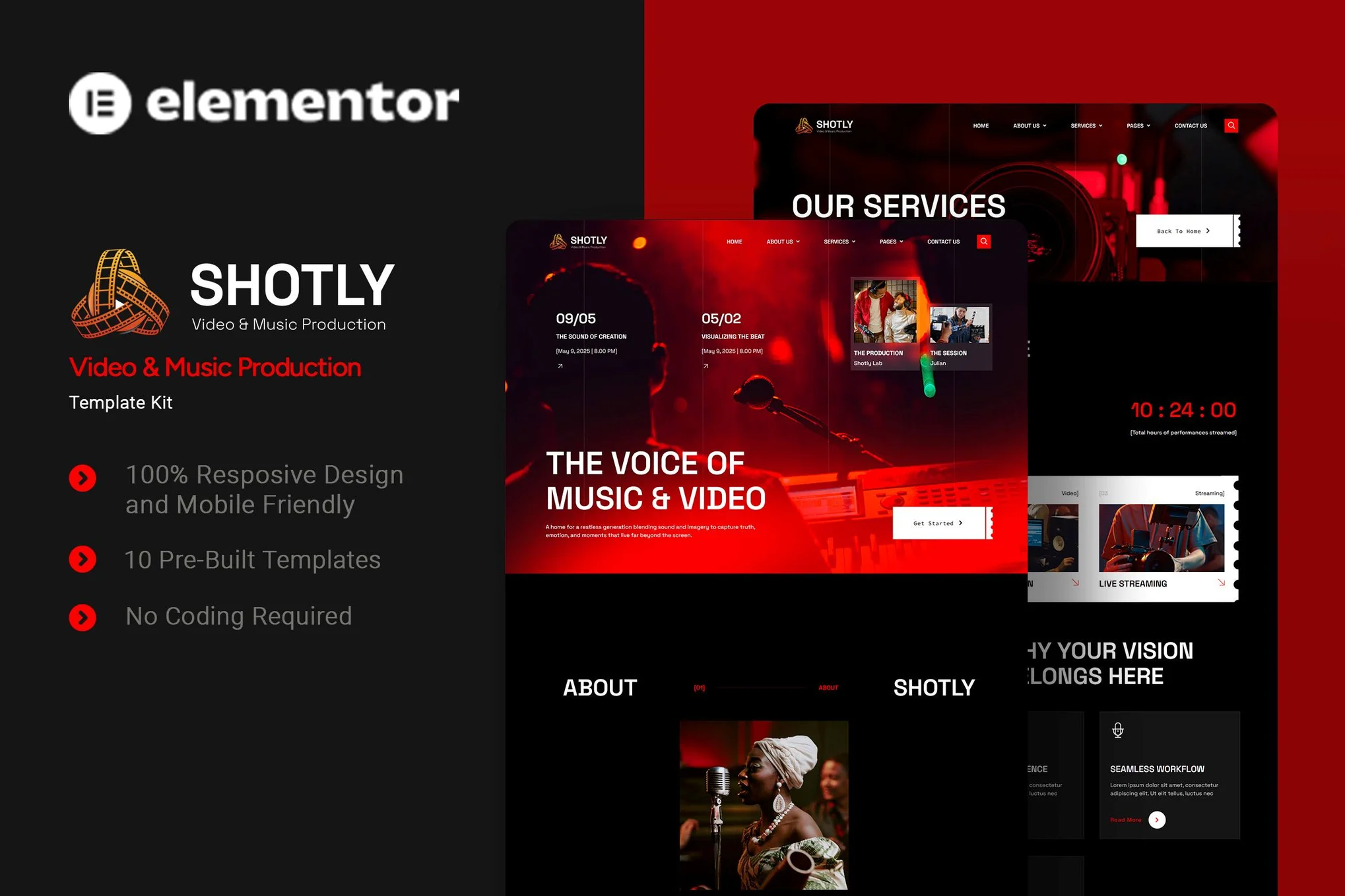 Shotly – Video and Music Production Elementor Template Kit