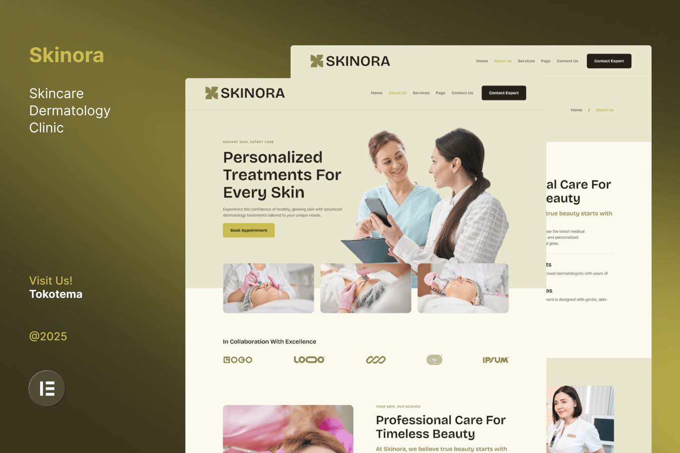 Skinora – Skincare Dermatology Clinic Website Elementor Template Kits