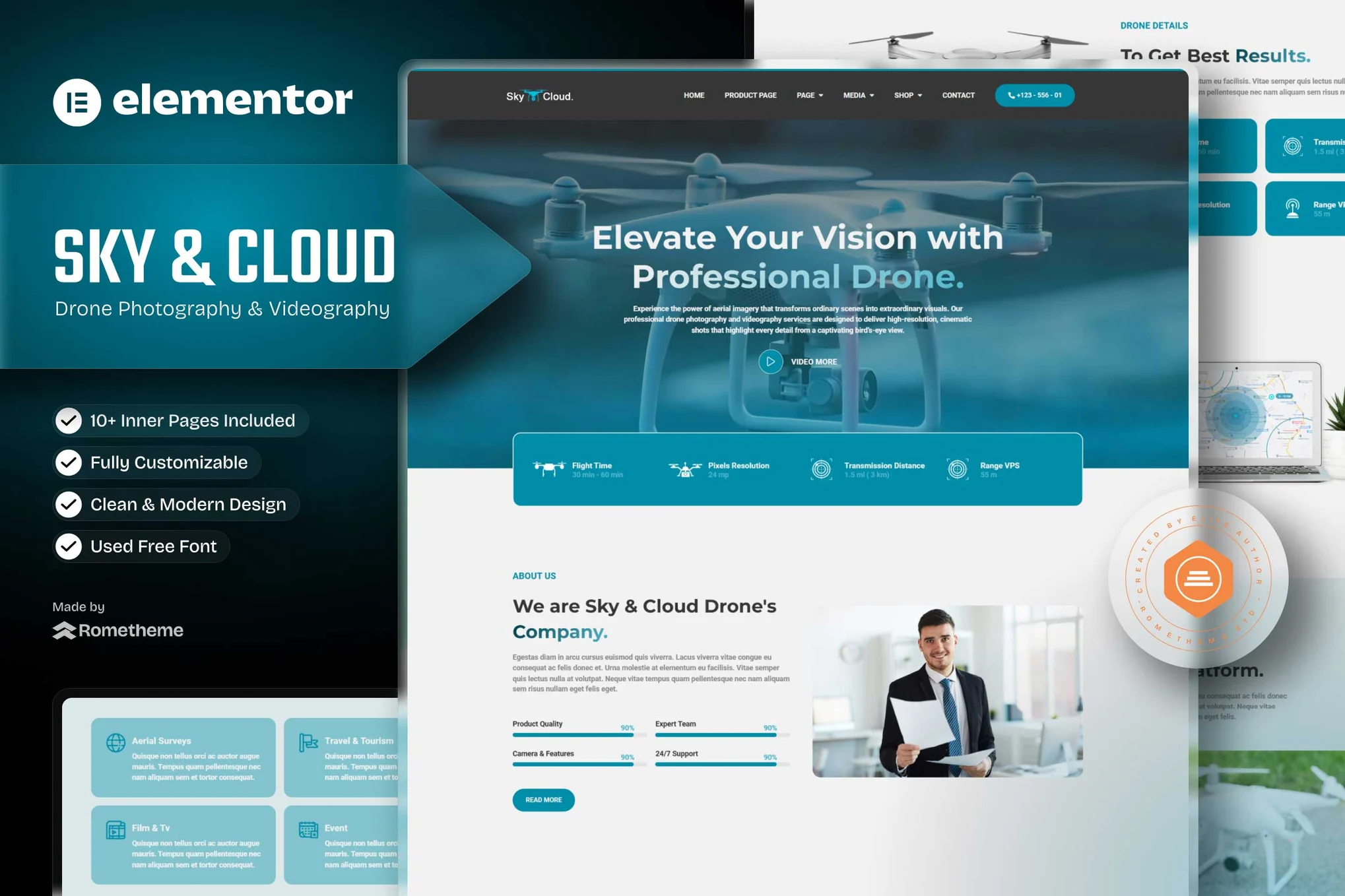 Sky and Cloud – Drone Aerial Photography and Videography Elementor Template Kit