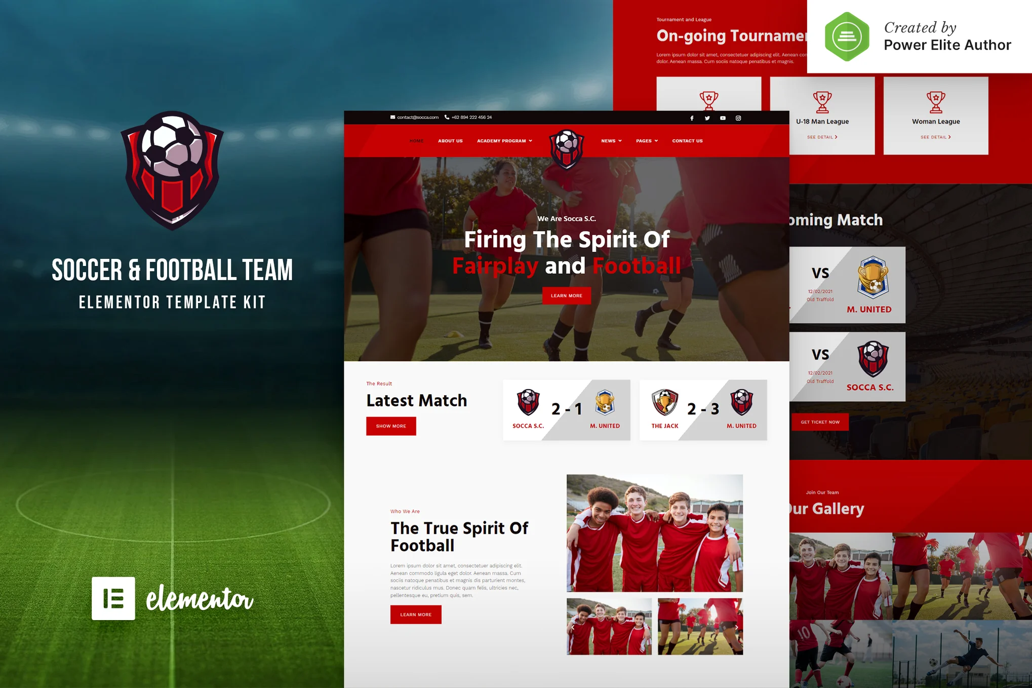 Socca – Football Team and Sports Club Elementor Template Kit