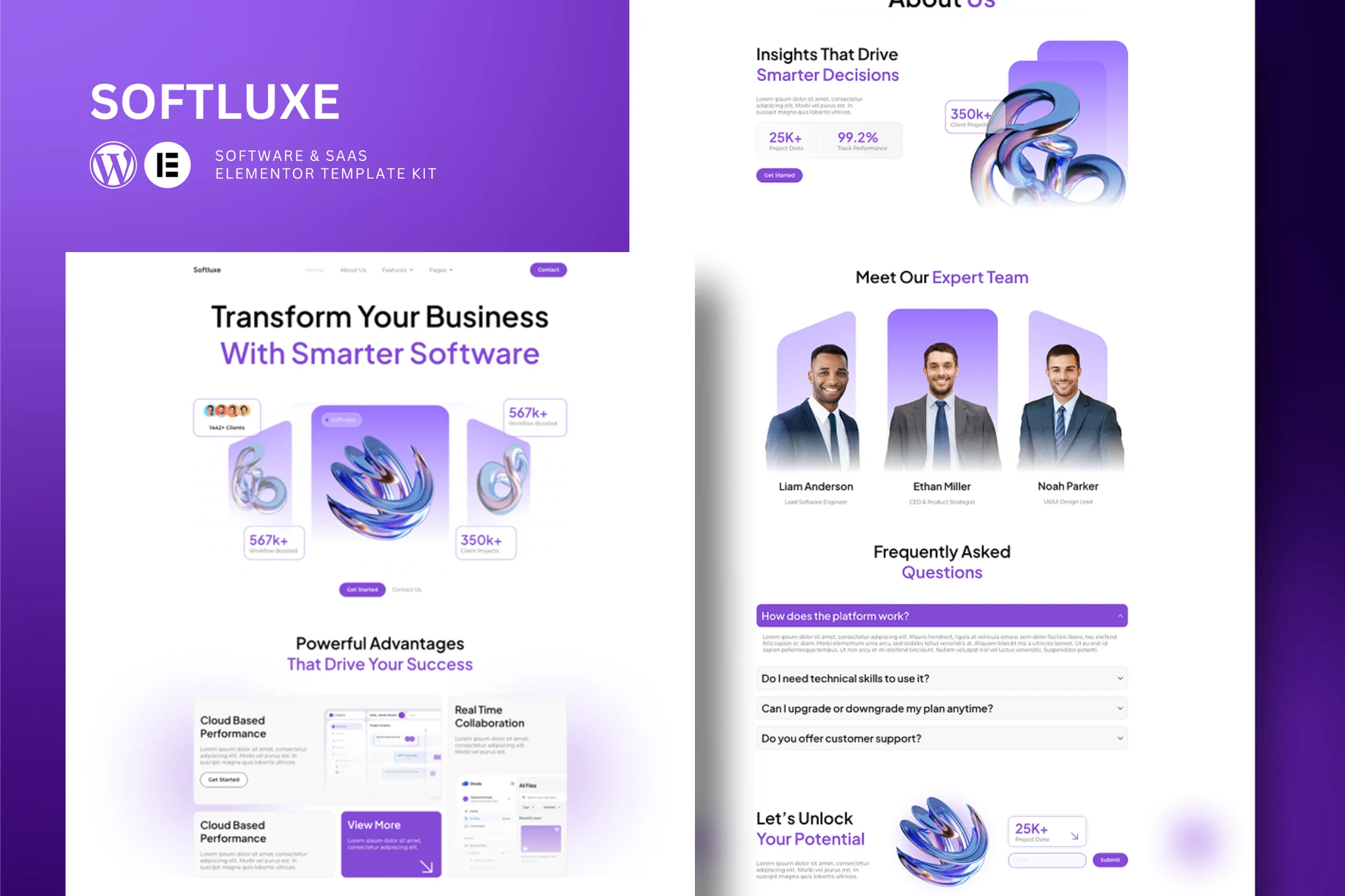 Softluxe – Software and Saas Elementor Template Kit