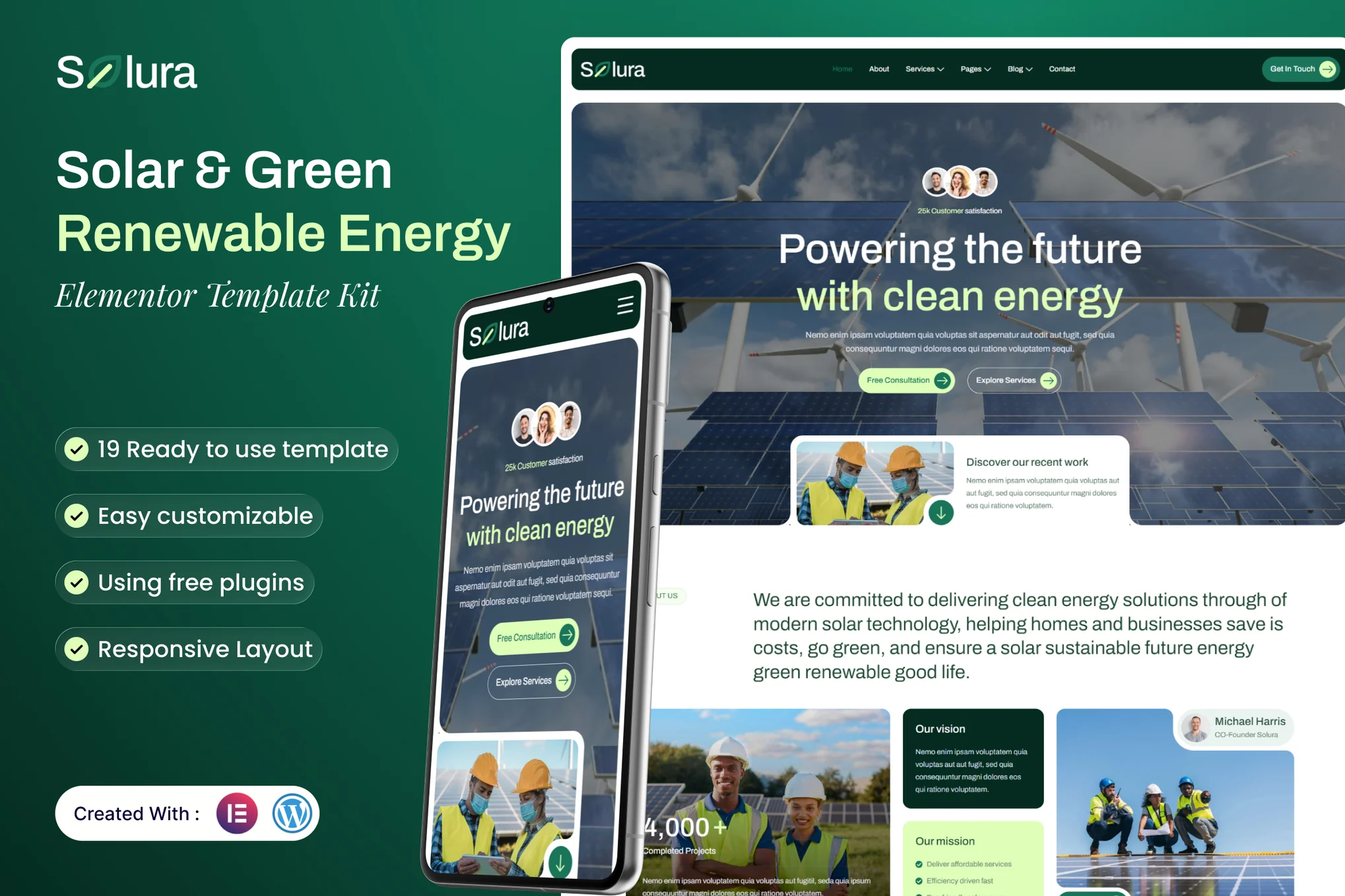 Solura – Solar and Green Renewable Energy Elementor Template Kit
