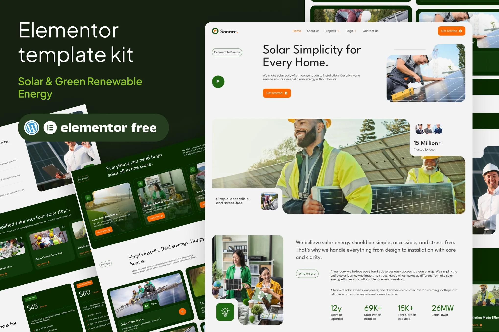Sonare – Solar and Renewable Energy Elementor Template Kits