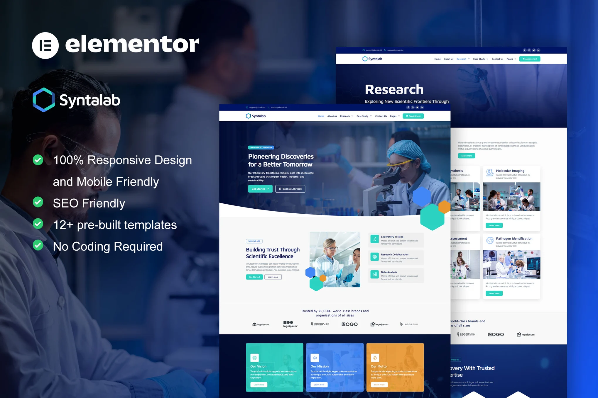 SyntaLab – Science Research and Laboratory Elementor Template Kit